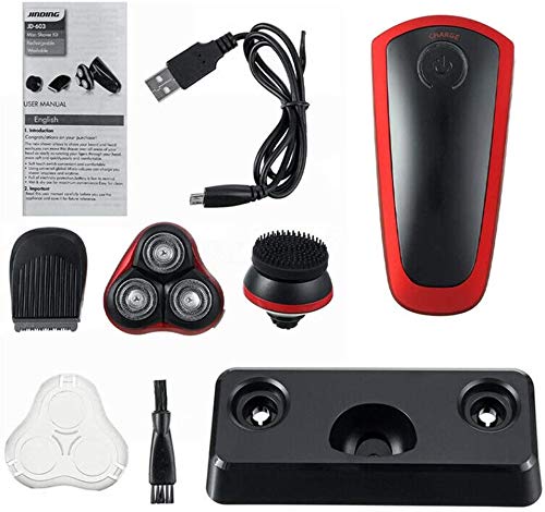 USB Rechargeable 3-in-1 Electric Shaver for Men - Wet/Dry Waterproof Rotary Shaver with Facial Cleaning Brush, Cordless Men's Grooming Kit for Travel & Daily Use