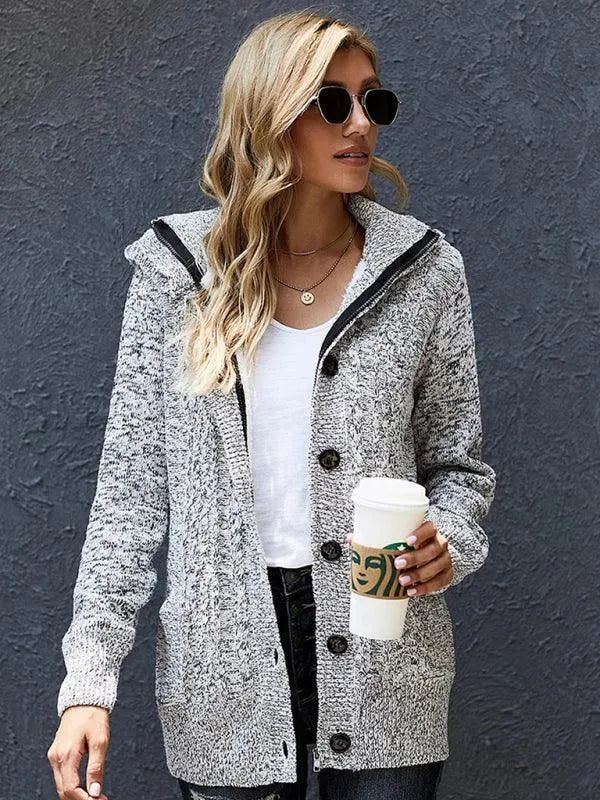 Cozy Casual Hooded Cardigan Sweater for Women - Soft Fleece Long Sleeve Open Front Jacket | Perfect for Fall, Winter, Lounge Wear & Outdoor Activities