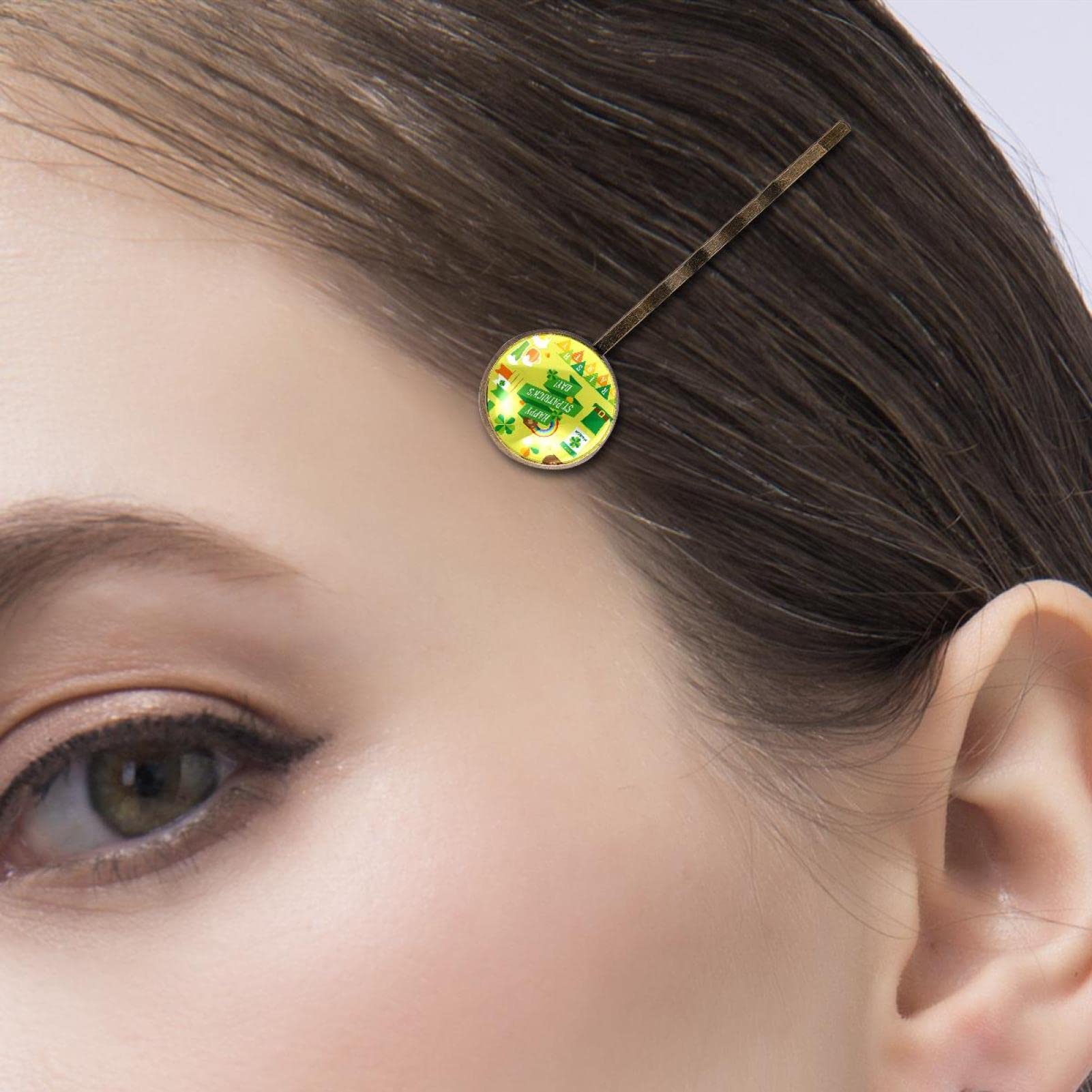 4PCS Handmade Barrettes Hair Clips Set for Women & Girls - Cute Bobby Pins Headwear with St. Patrick's Day Cartoon Flag Design (Perfect for Parties, School, Daily Wear & Holiday Gifts)