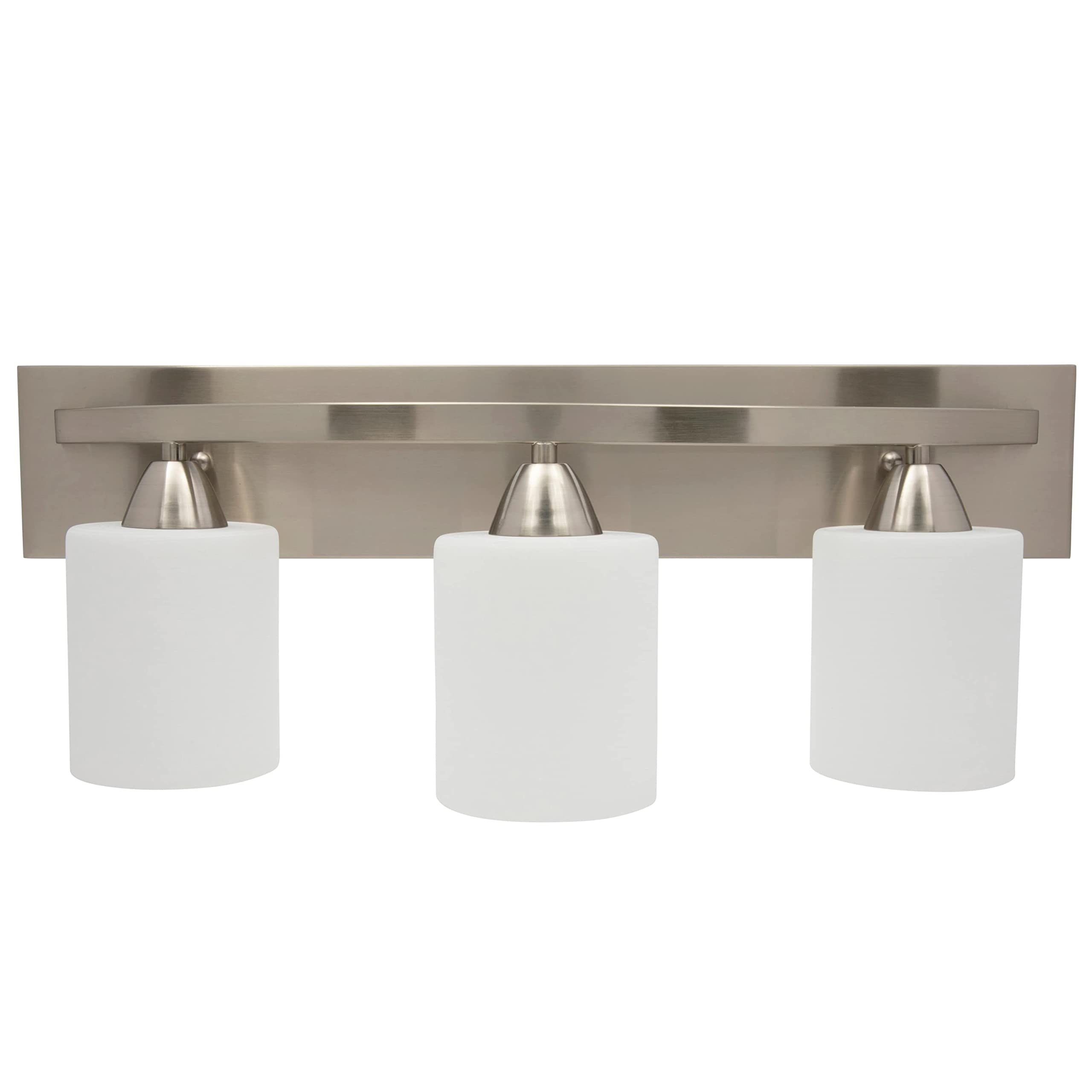Modern Bathroom Vanity Light Bar - Brushed Nickel 3-Light for Mirror Lighting