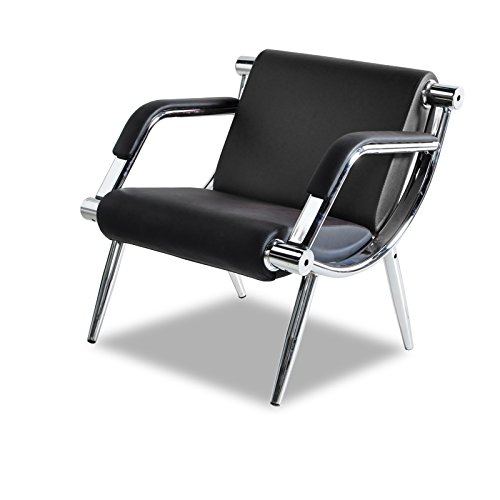 Premium Black PU Leather Office Reception Chair - Ergonomic Waiting Room Visitor Guest Sofa Seat for Lobby, Clinic & Conference Room Use