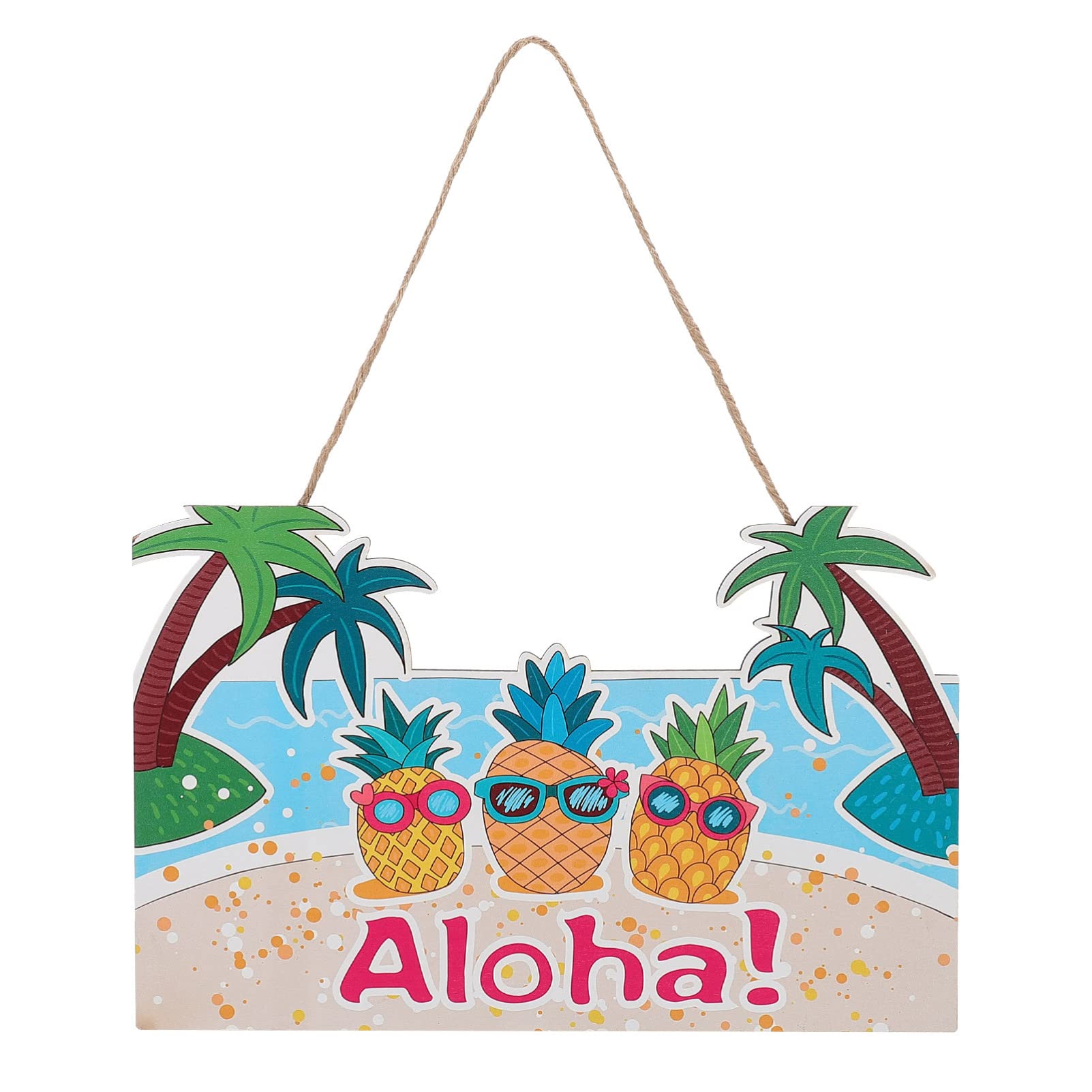 Hawaiian Aloha Party Wooden Pineapple Sign - Beach House Decor, Coastal Wall Plaque for Front Door, Porch & Garden - Perfect for Tropical Themed Parties, Luau Events & Island Style Home Entrance