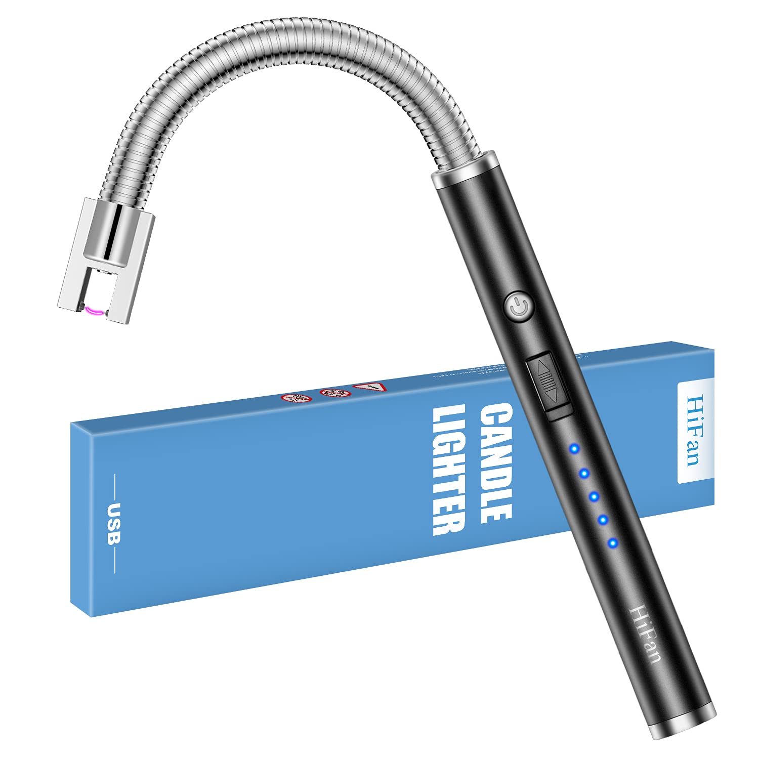 Rechargeable USB Candle Lighter with LED Display for Home & Outdoor Use