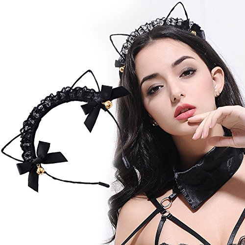 Sexy Lace Cat Ears Headband for Women - Fashionable Hair Accessory (Black) | Perfect for Cosplay, Halloween Costumes & Cute Outfits