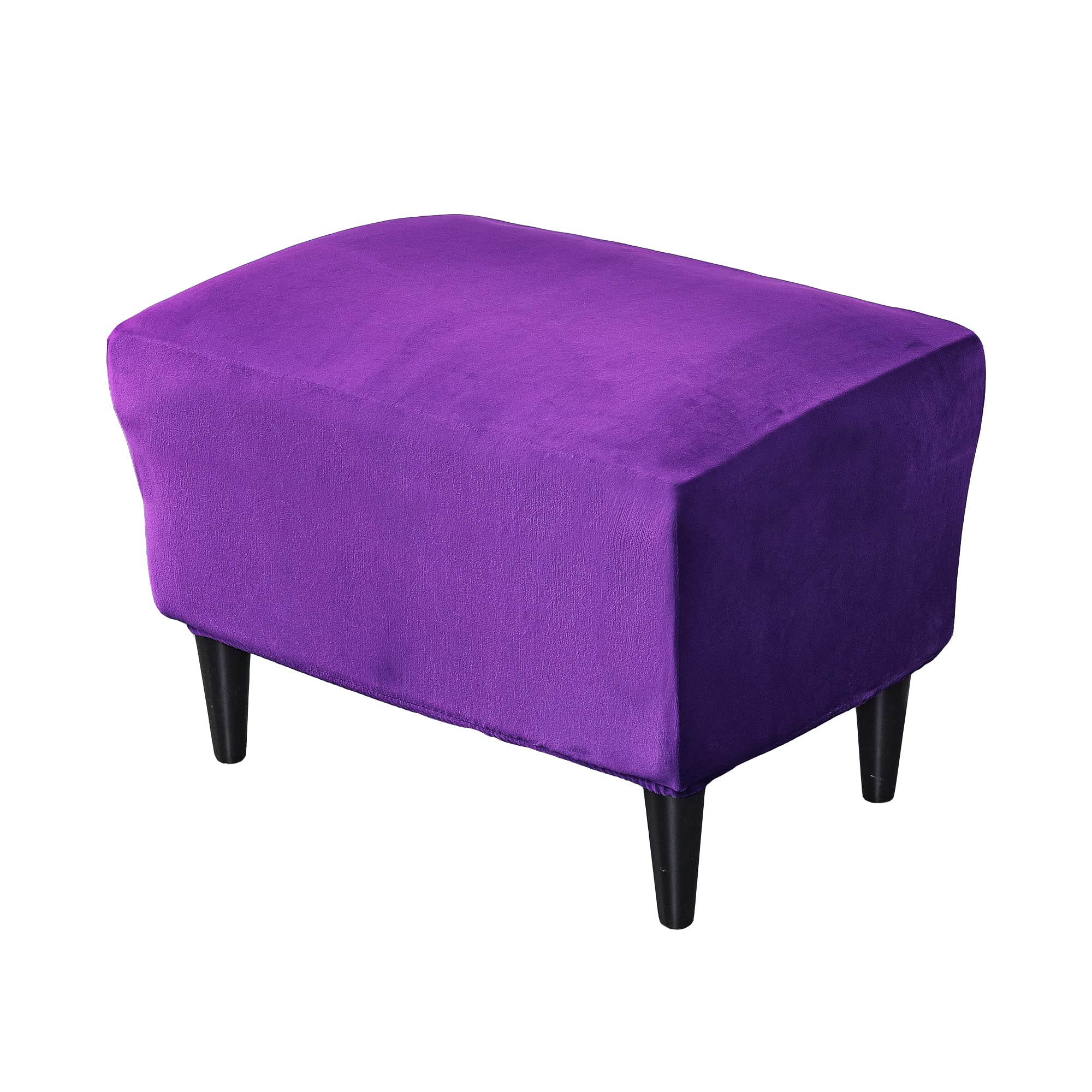 Velvet Ottoman Slipcover - Stretch Rectangle Storage Stool Cover for Living Room, Footstool Protector (Purple) | Perfect for Sofa Sets, Home Decor & Furniture Protection