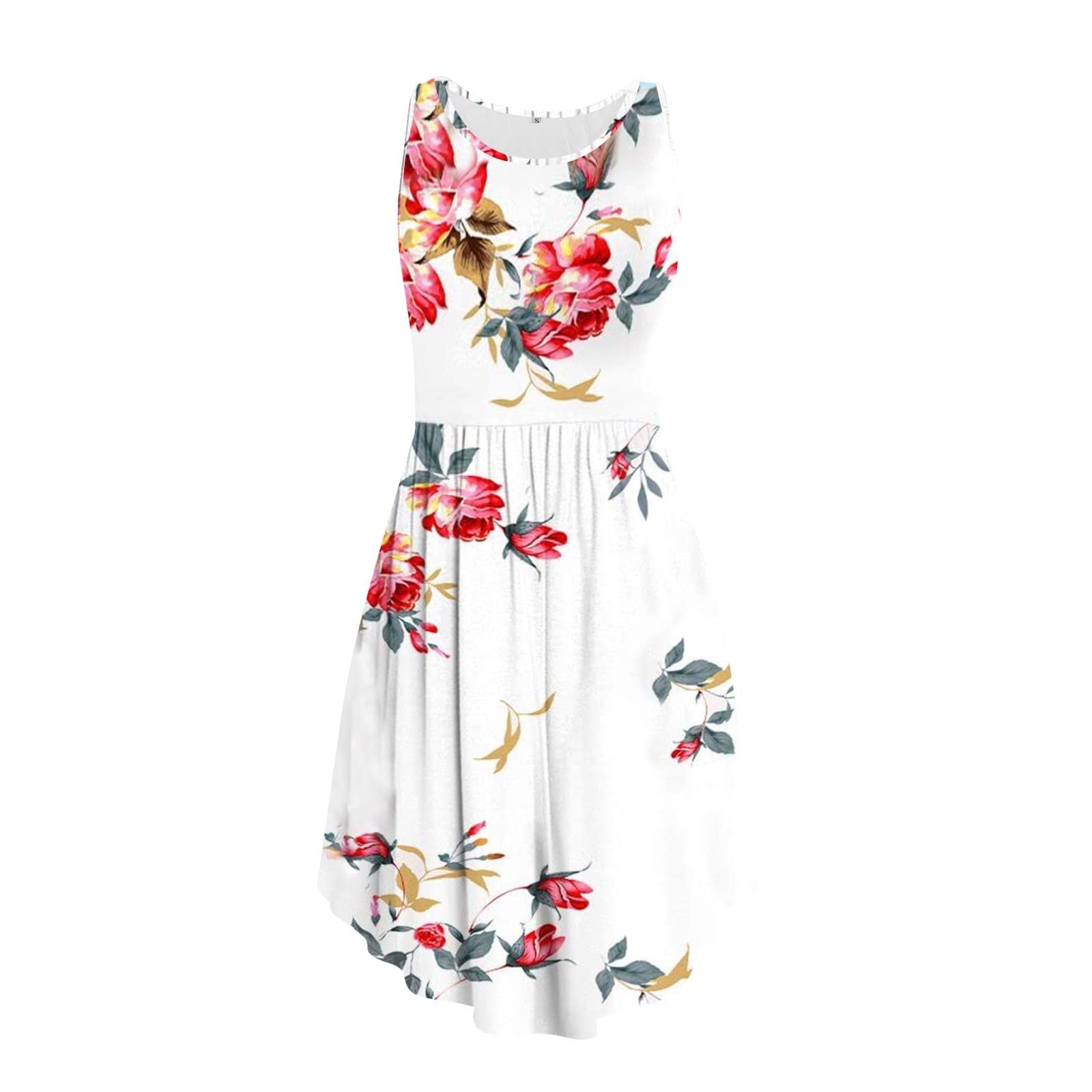 Women's Boho Sundress - White Casual Maxi Dress for Vacation, Petite to Plus Size (S-XXL) | Perfect for Beach, Summer Outings & Boho Fashion