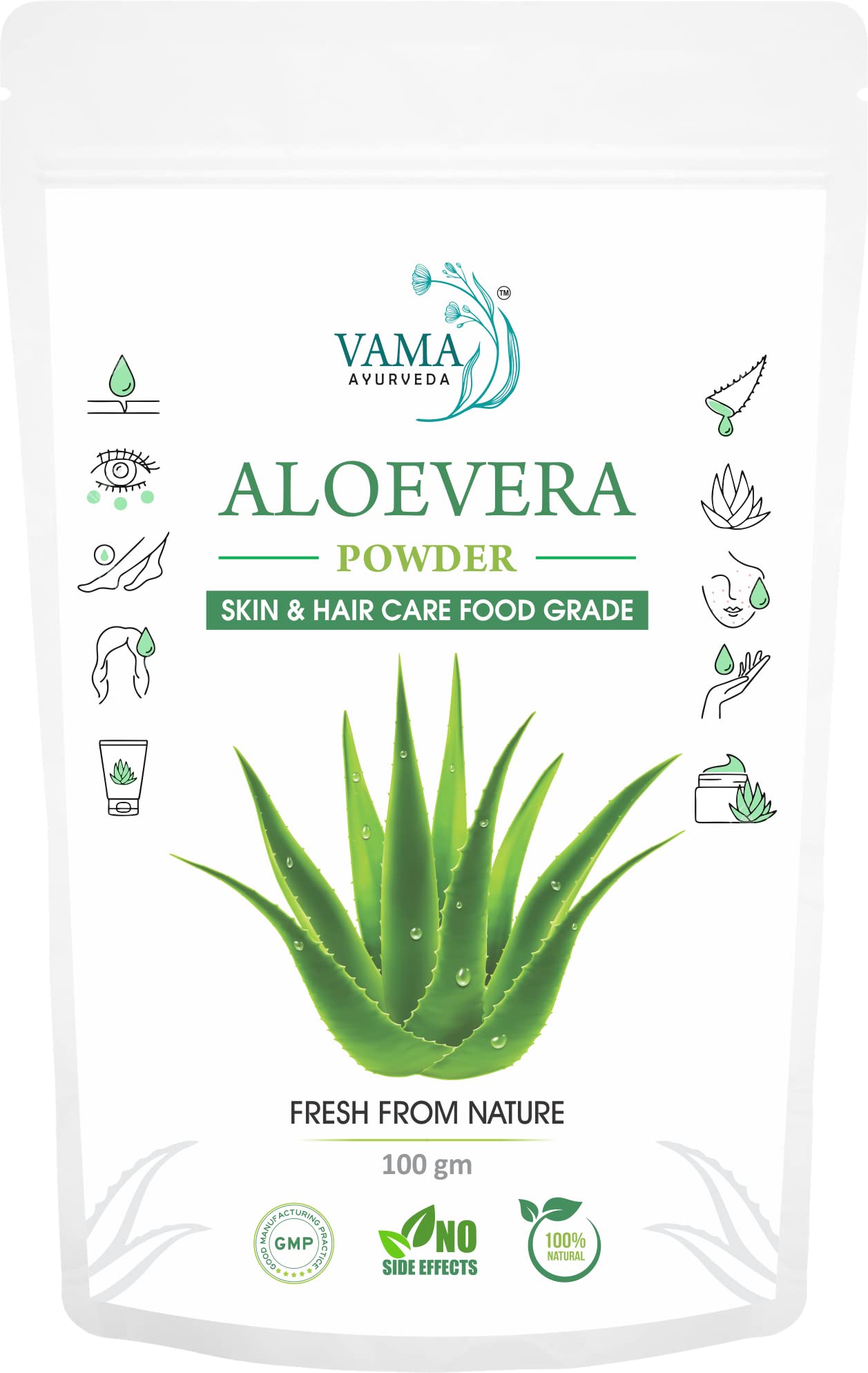 100% Pure Natural Aloe Vera Leaf Powder (Aloe Barbadensis) - 250g for Hair & Skin Care | Organic Ayurvedic Supplement for Face Masks, DIY Beauty Products & Wellness Drinks