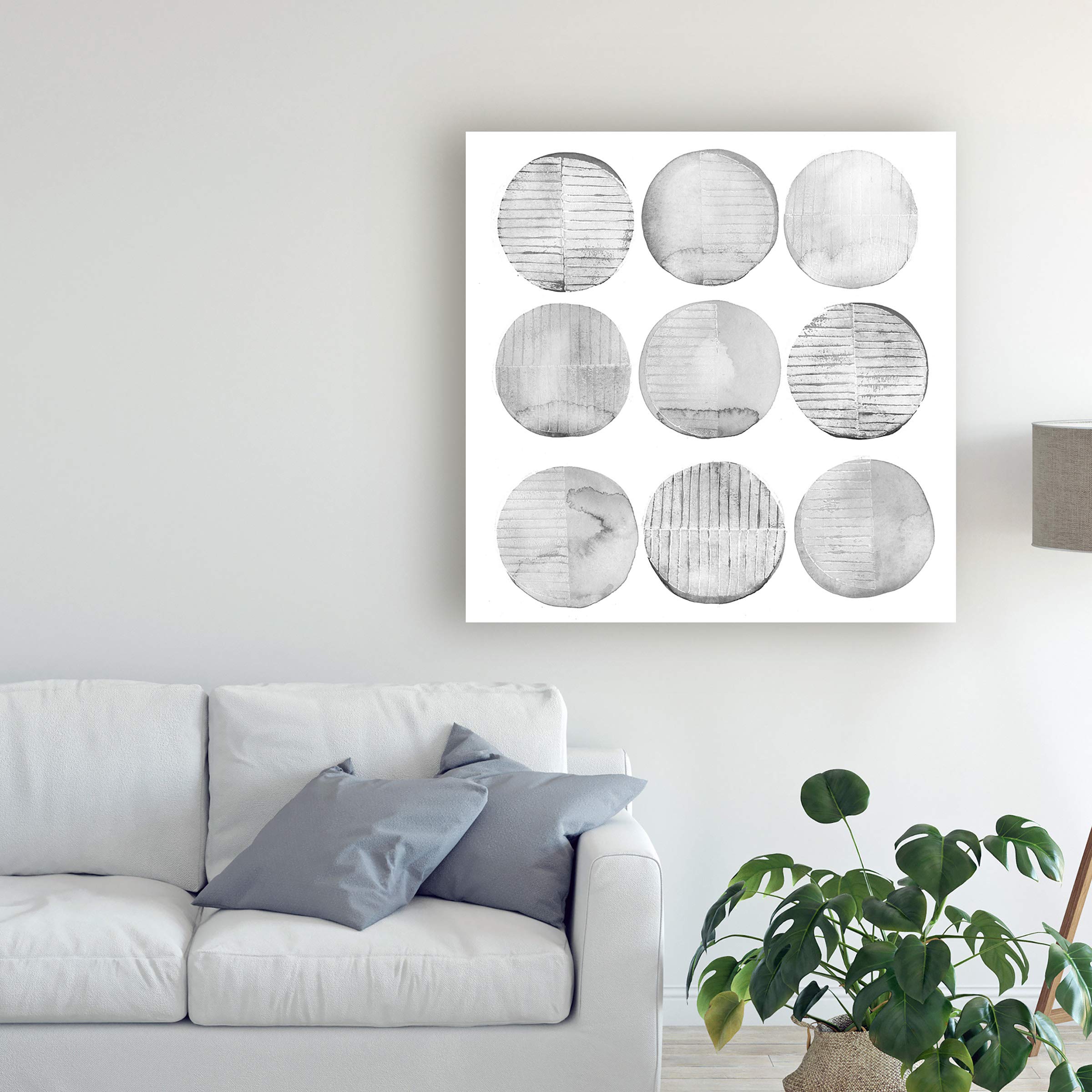 Grace Popp Soft Circles II 18x18 Abstract Wall Art - Modern Canvas Painting for Living Room, Bedroom & Office Decor