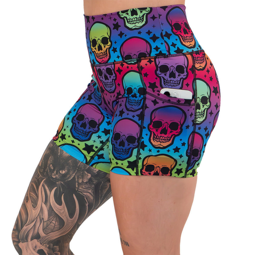 Psychedelic Skull Print Shorts for Men & Women - Trendy Summer Casual Wear - Perfect for Beach, Gym, and Street Style