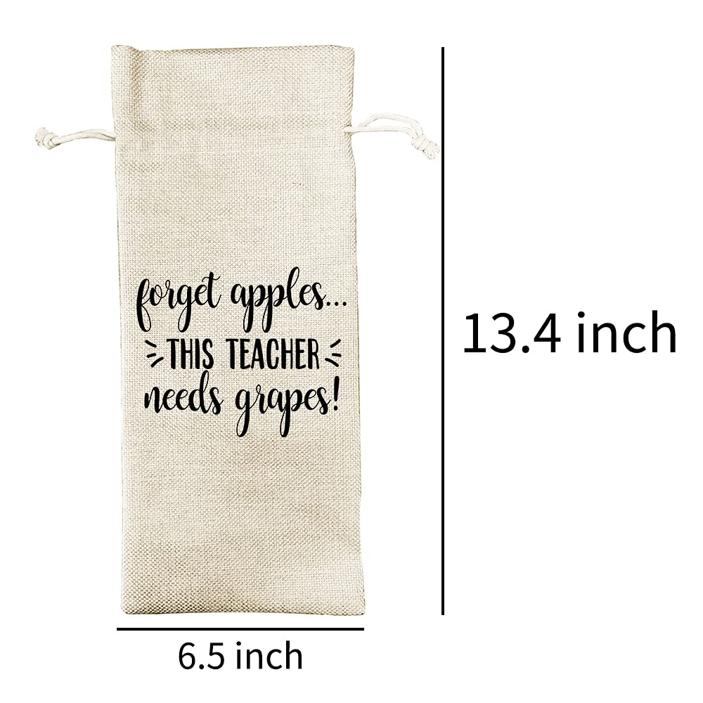 Best Teacher Appreciation Gifts - Burlap Drawstring Wine Bags for Women | Thoughtful Birthday & Teacher's Day Presents from Students | Perfect for Classroom Celebrations & Thank You Gifts