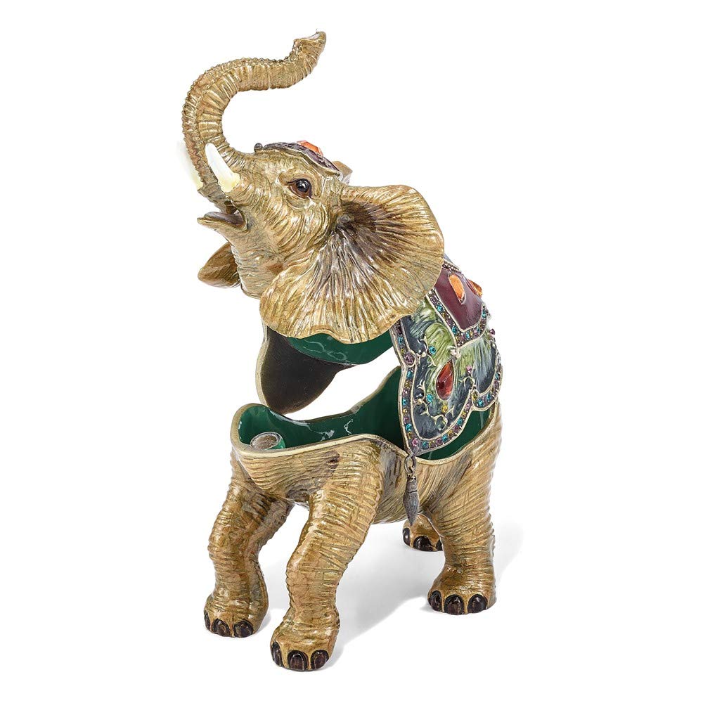 Exquisite Bejeweled Taj Mahal Elephant Jewelry Box - Handcrafted Indian Decorative Storage for Rings, Necklaces & Gifts | Perfect for Home Decor, Wedding Favors & Cultural Souvenirs