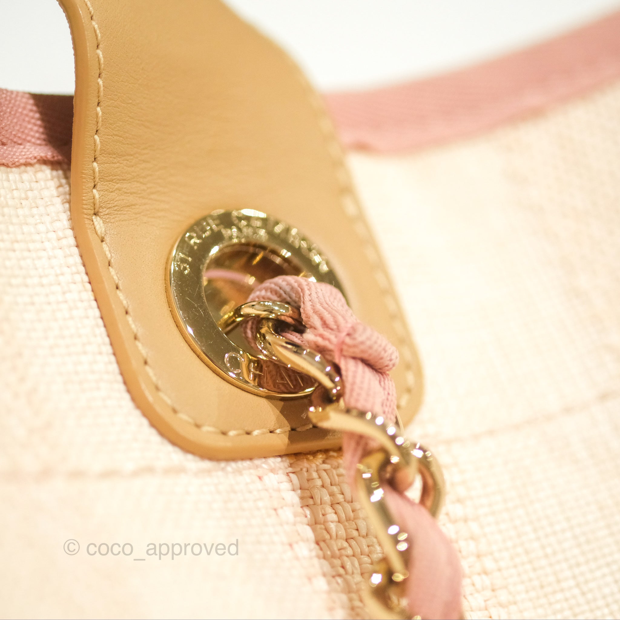 Chanel Canvas Large Deauville Tote Bag Light Pink Stripe - Luxury Designer Handbag for Women, Perfect for Travel, Shopping & Everyday Use