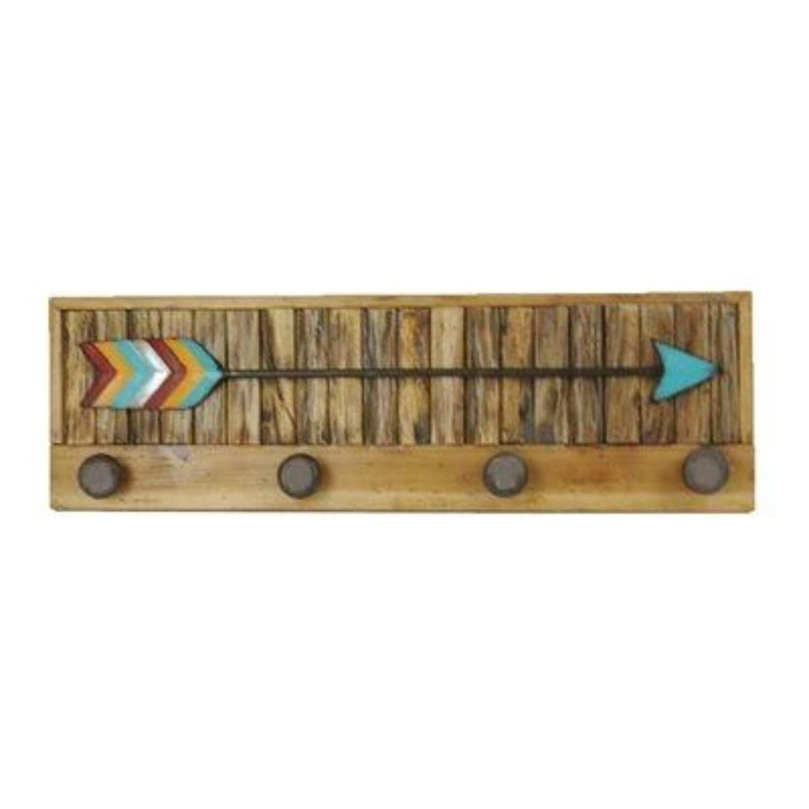 Handmade Turquoise Arrow Wall Decor with Wooden Knobs - Boho Chic Home Decor for Living Room, Bedroom & Office