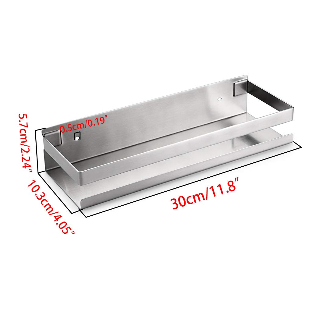 Stainless Steel Shower Caddy Shelf - 12 Inch Rustproof Bathroom Storage Organizer, Wall Mounted Corner Shelf for Bath & Kitchen - Perfect for Shampoo, Soap & Bath Essentials (Silver)