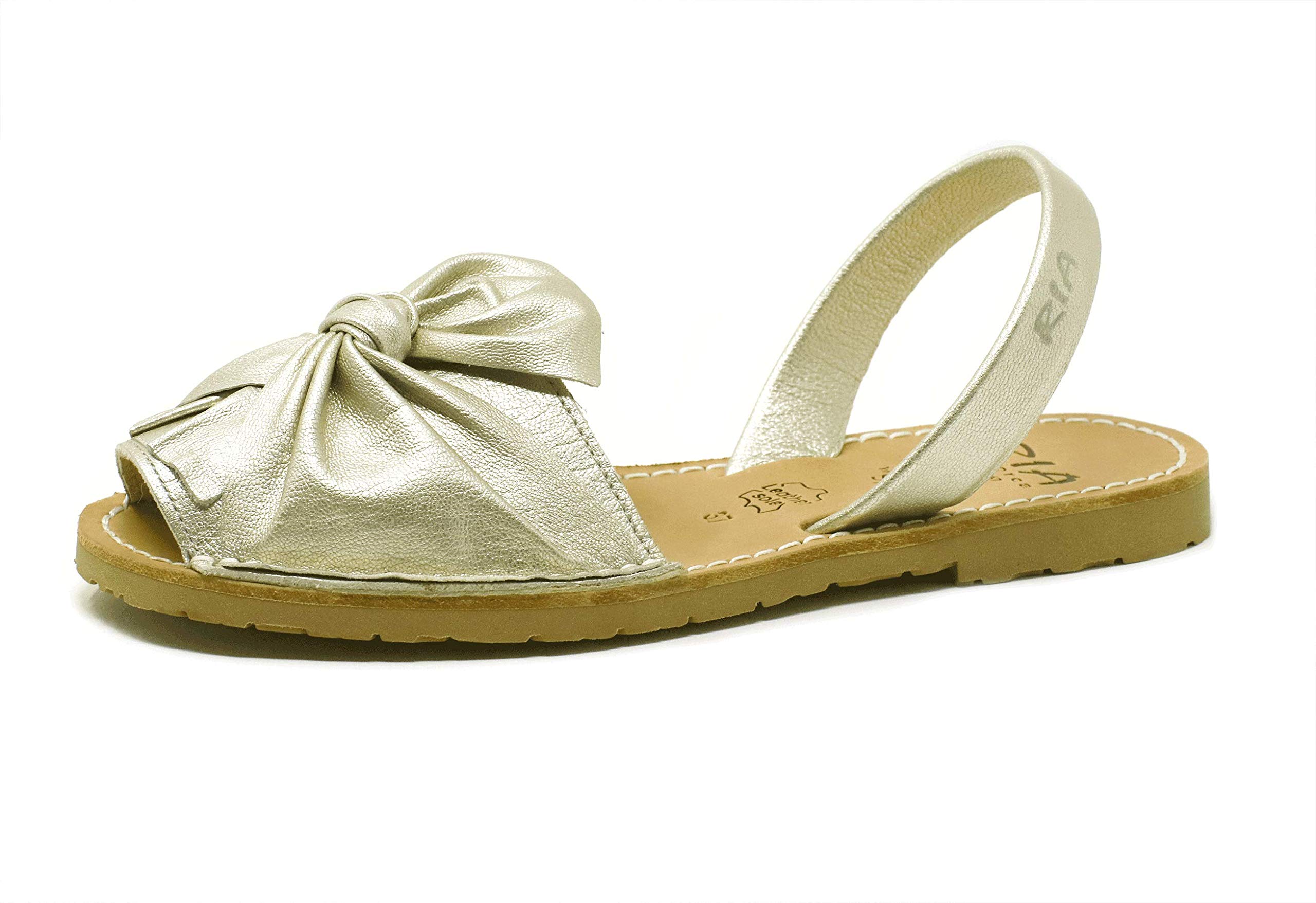 Priscila Pearl Women's Leather Abarcas Sandals - Size 27167METALGRAIN | Comfortable & Stylish Summer Shoes for Beach, Vacation & Casual Outings
