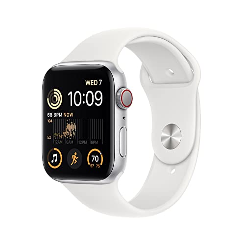 Apple Watch SE 2022 (44mm) GPS + Cellular Unlocked Smartwatch - Aluminum Case (Renewed Like New) for Fitness Tracking, Notifications & Calls | Perfect for Running, Workouts & Daily Use