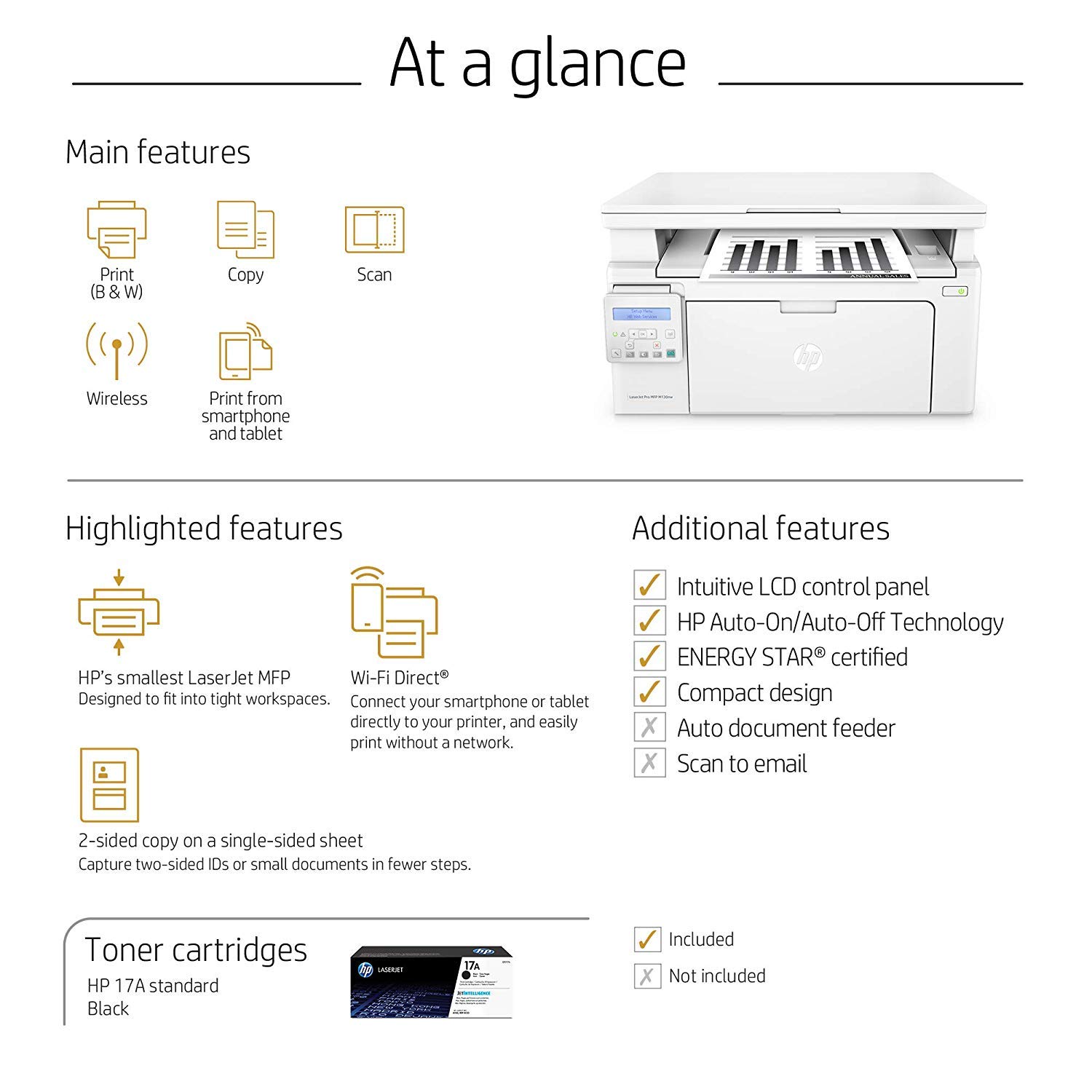 HP LaserJet Pro M130nw Wireless All-in-One Laser Printer with Alexa Compatibility (G3Q58A) | Fast Printing, Scanning & Copying | Home & Office Use | Replacement for HP M125nw