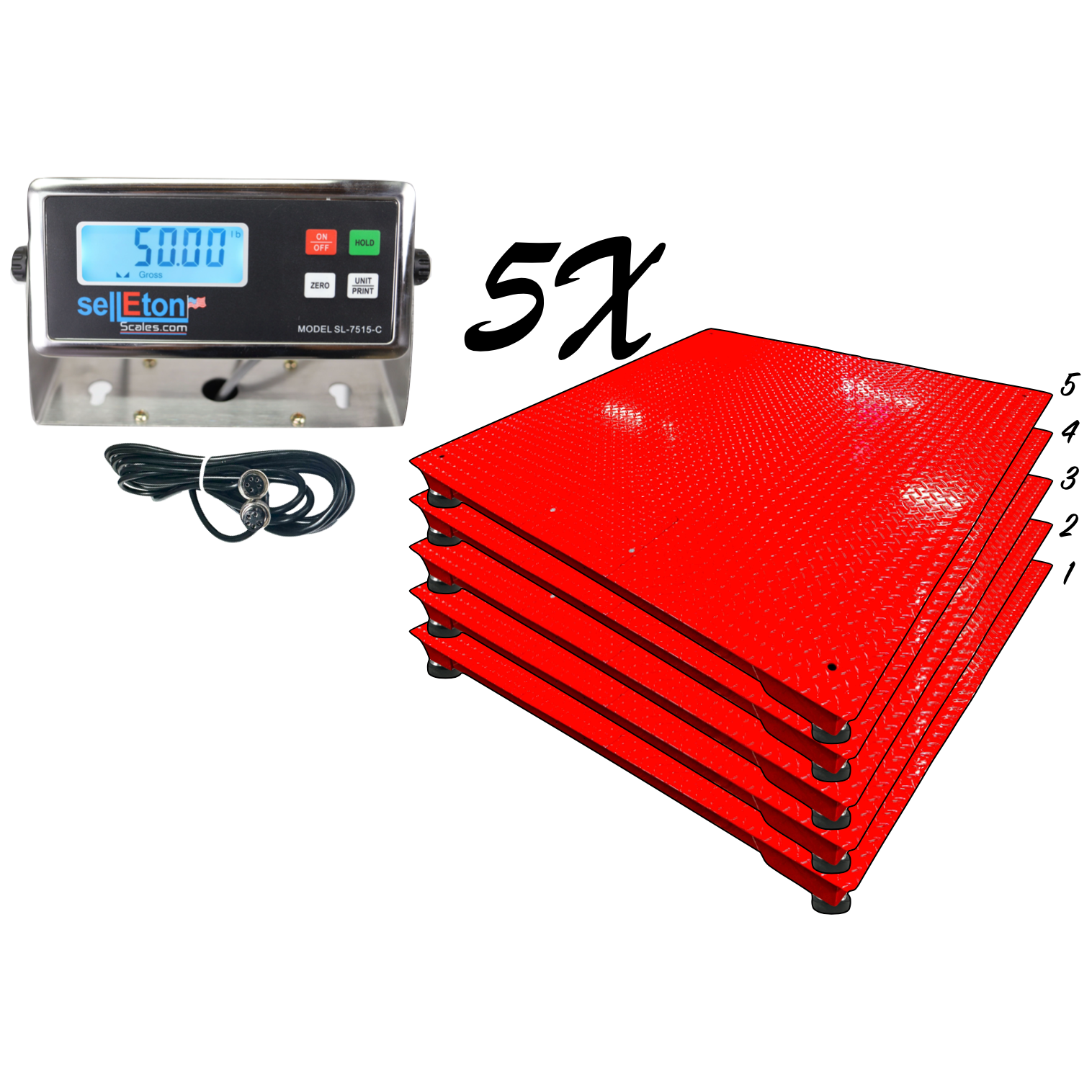 SellEton SL 700 Heavy Duty Floor Scale - 4x6 Feet (48x72 Inches) - Multi-Pack Industrial Platform Scale for Warehouses, Shipping & Logistics - Perfect for Pallet Weighing and Large Item Measurement