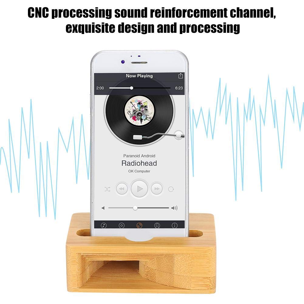 Wooden Phone Stand with Speaker Amplifier - Universal Smartphone Dock Holder Compatible with iPhone, Samsung & Android Devices for Desk, Office & Home Use