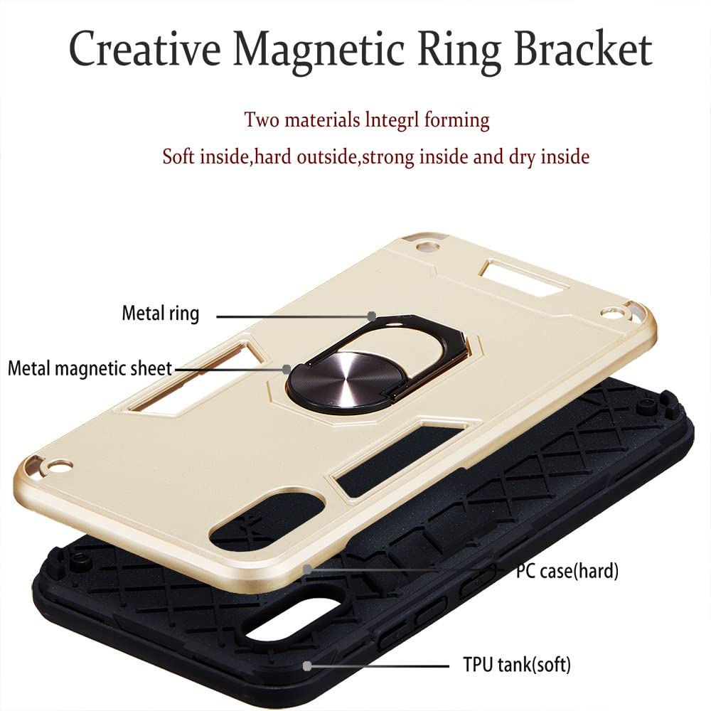 Ultra Slim Shockproof Phone Case for Vivo Y91c/Y93/Y91i/Y90 (India) - Military-Grade Protection with Magnetic Car Mount & Kickstand Holder - Durable Back Cover for Vivo Smartphones - Perfect for Driving, Work, and Everyday Use