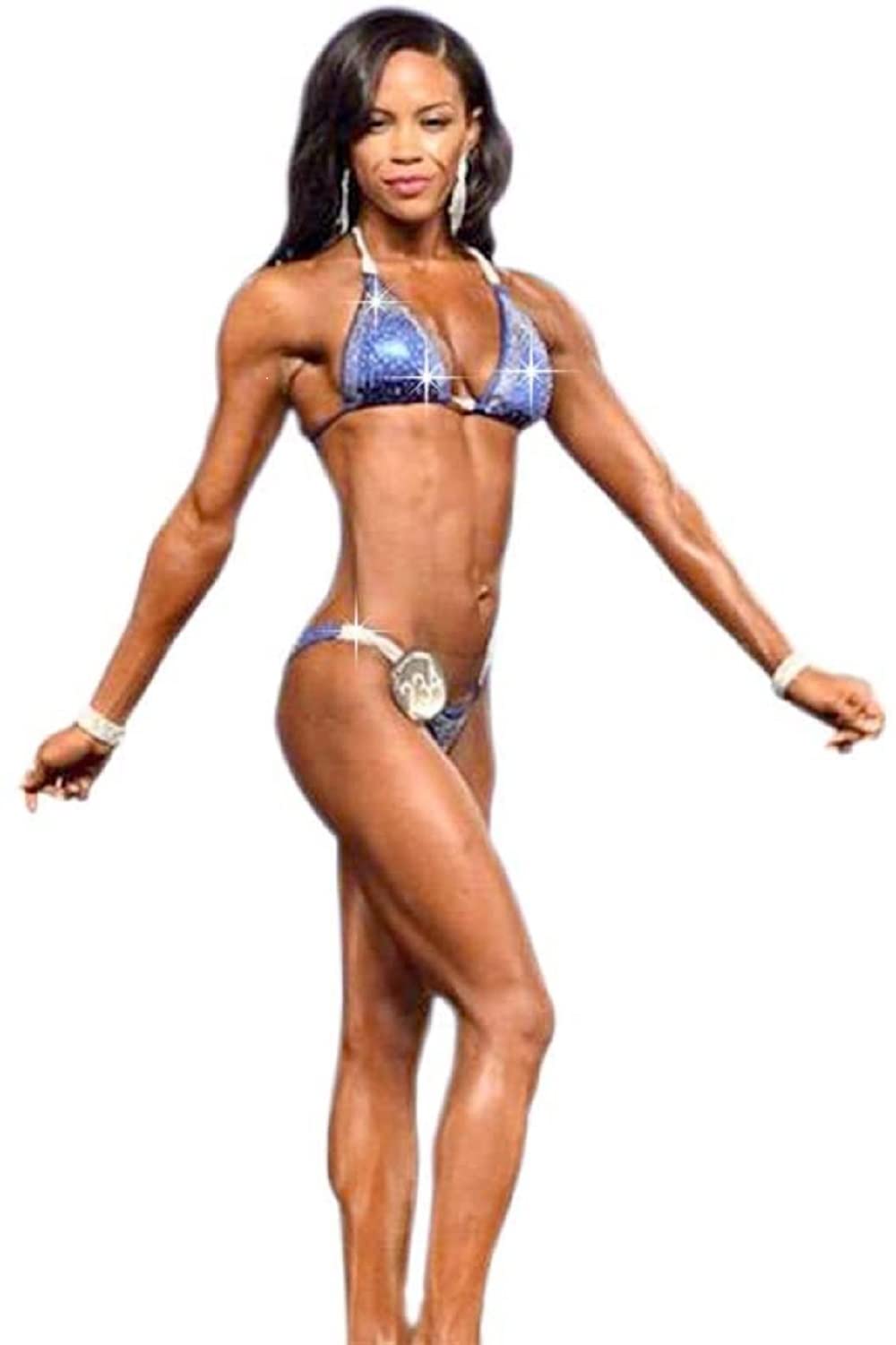 Royal Blue Competition Bikini Suit with AB Rhinestones - NPC Bikini Contest Swimsuit for Women (XS, Hips 28