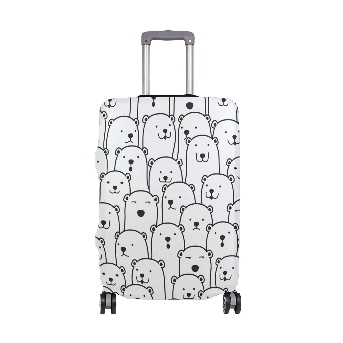 Adorable Black & White Bear Luggage Cover - Travel Suitcase Protector for Kids, Men & Women - Perfect for Airports, Vacations & Family Trips