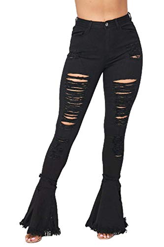 Distressed Flared Black
