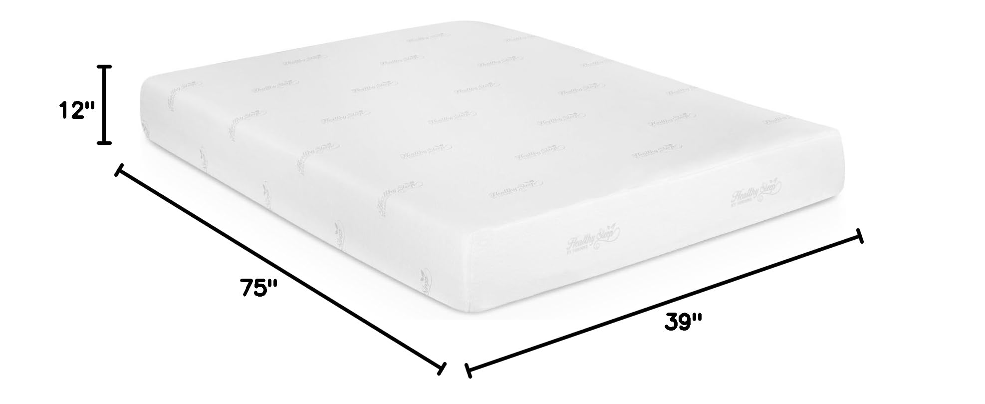 Furinno Angeland Luxury III 12-Inch Twin Gel Infused Memory Foam Mattress - CertiPUR-US Certified, Pressure Relieving & Hypoallergenic - Perfect for Guest Rooms, Dormitories & Small Bedrooms