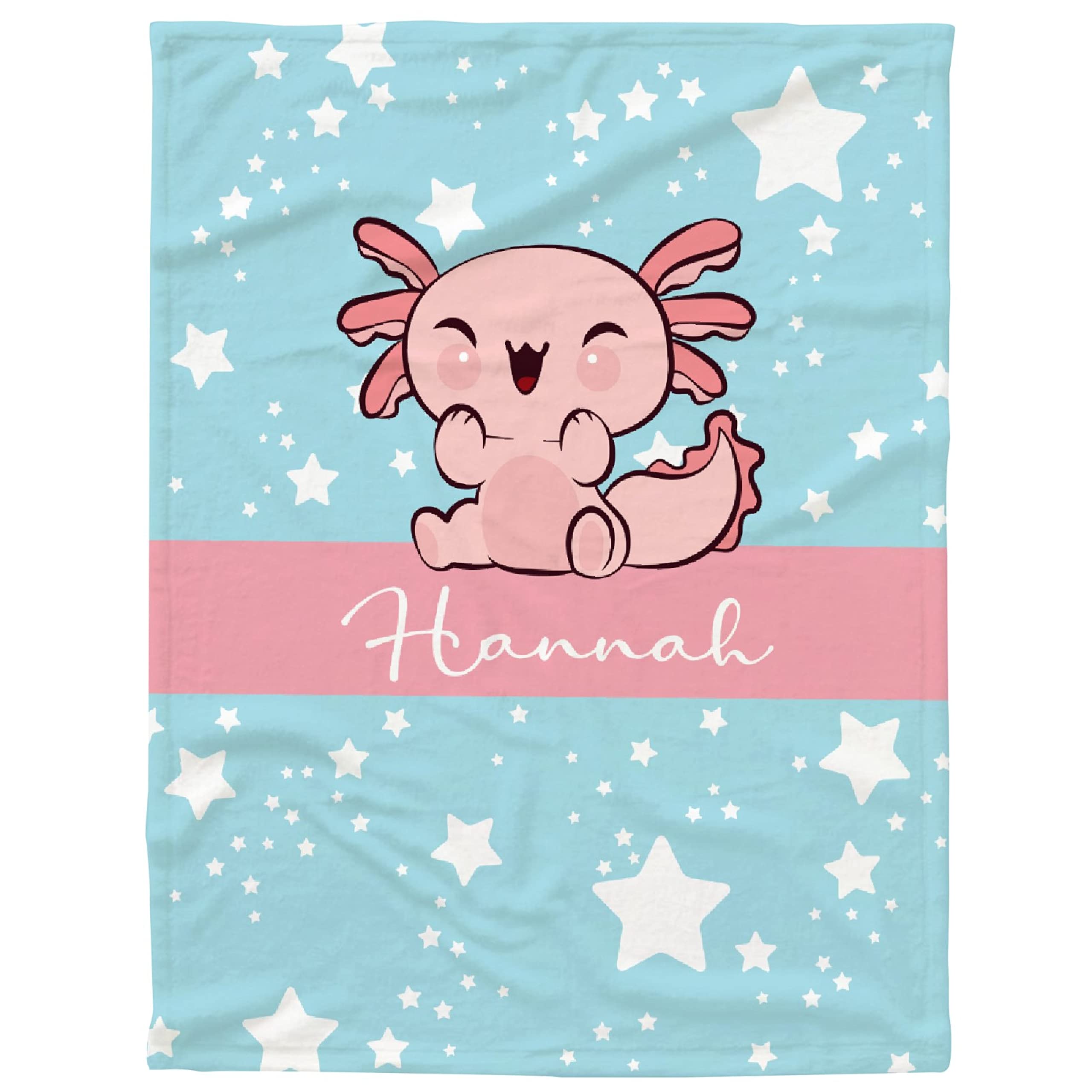 Personalized Axolotl Baby Blanket - Custom Name Fleece Throw Blanket for Boys & Girls | Large 120x90 Inch Soft Baby Shower Gift for Niece, Granddaughter | Nursery, Crib, Stroller, Travel & Family Cuddle Time