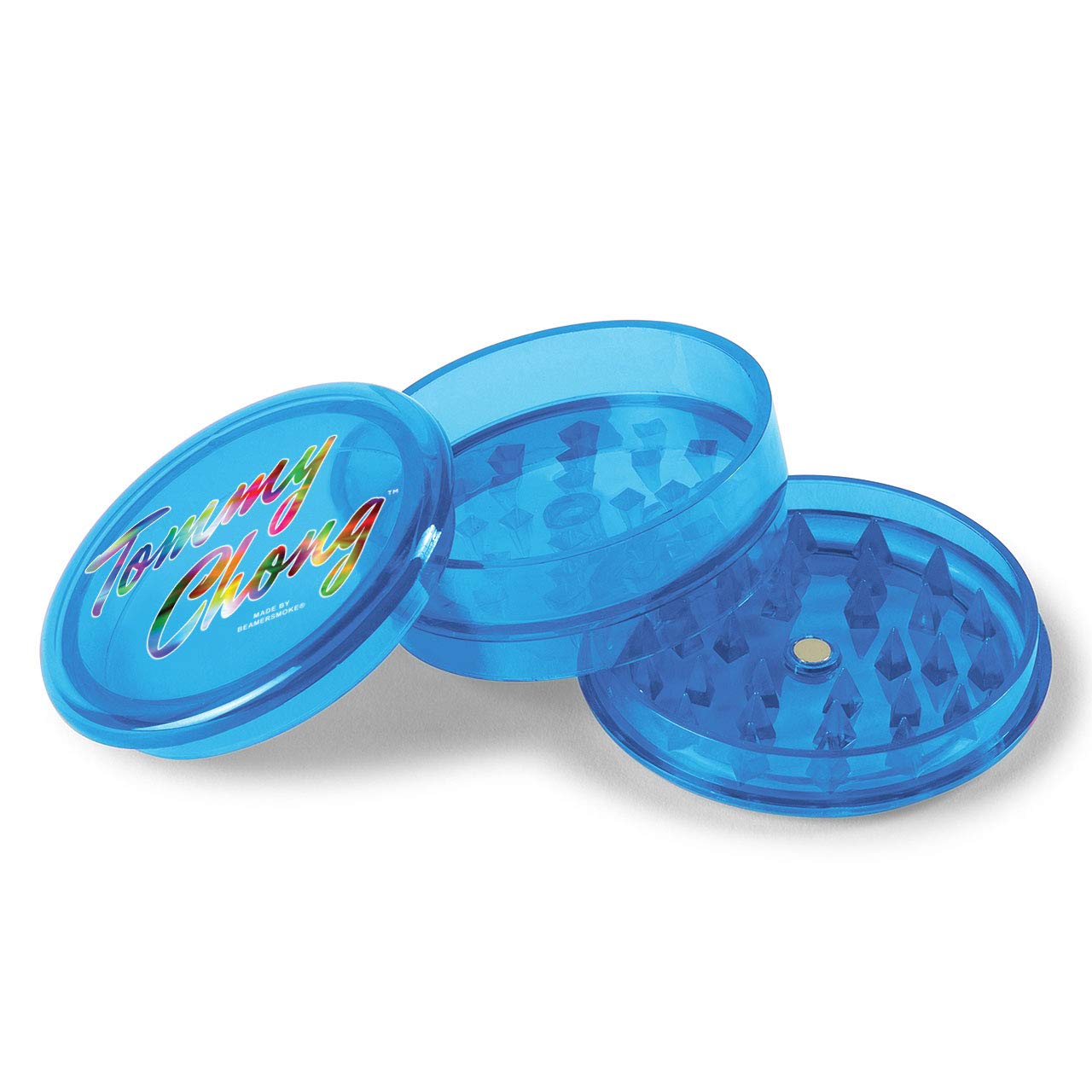 Chong's Choice 3-Piece 63mm Acrylic Herb Grinder - Transparent Blue with Free Smoke Sticker - Perfect for Grinding Herbs, Spices & Tobacco - Ideal for Home Use, Travel & Outdoor Activities