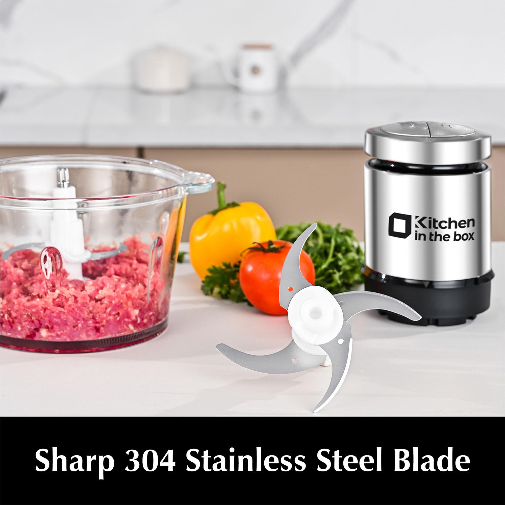 400W All-Copper Motor Food Processor - Electric Meat Grinder & Vegetable Chopper with 2x8-Cup Bowls & Dual Blades for Meat, Fish, Veggies, Baby Food - Perfect for Meal Prep, Cooking & Healthy Eating