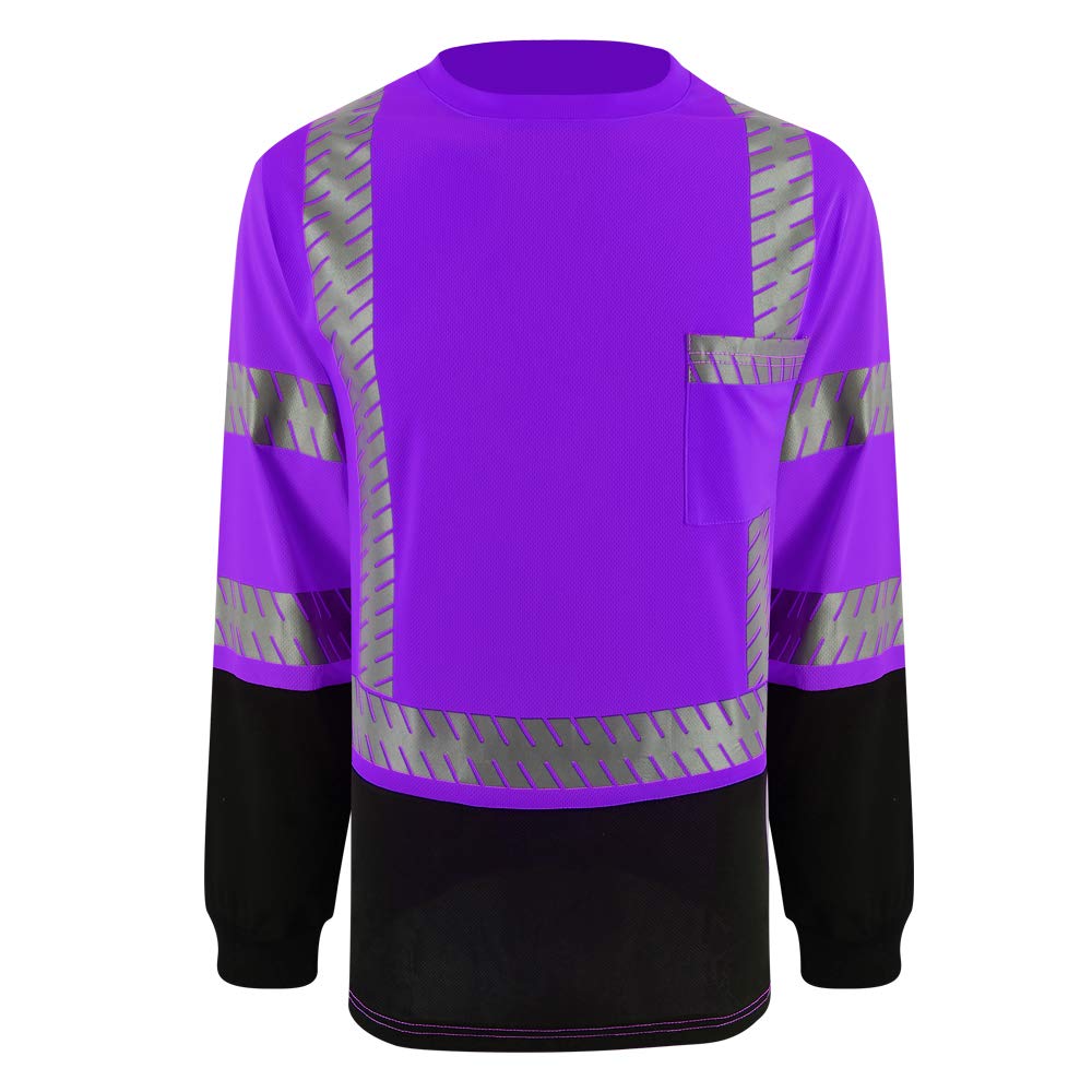 ANSI Class 3 High Visibility Safety Shirts with Reflective Strips - Black Construction Work Shirts for Men | OSHA Compliant Workwear for Road Crews & Nighttime Construction