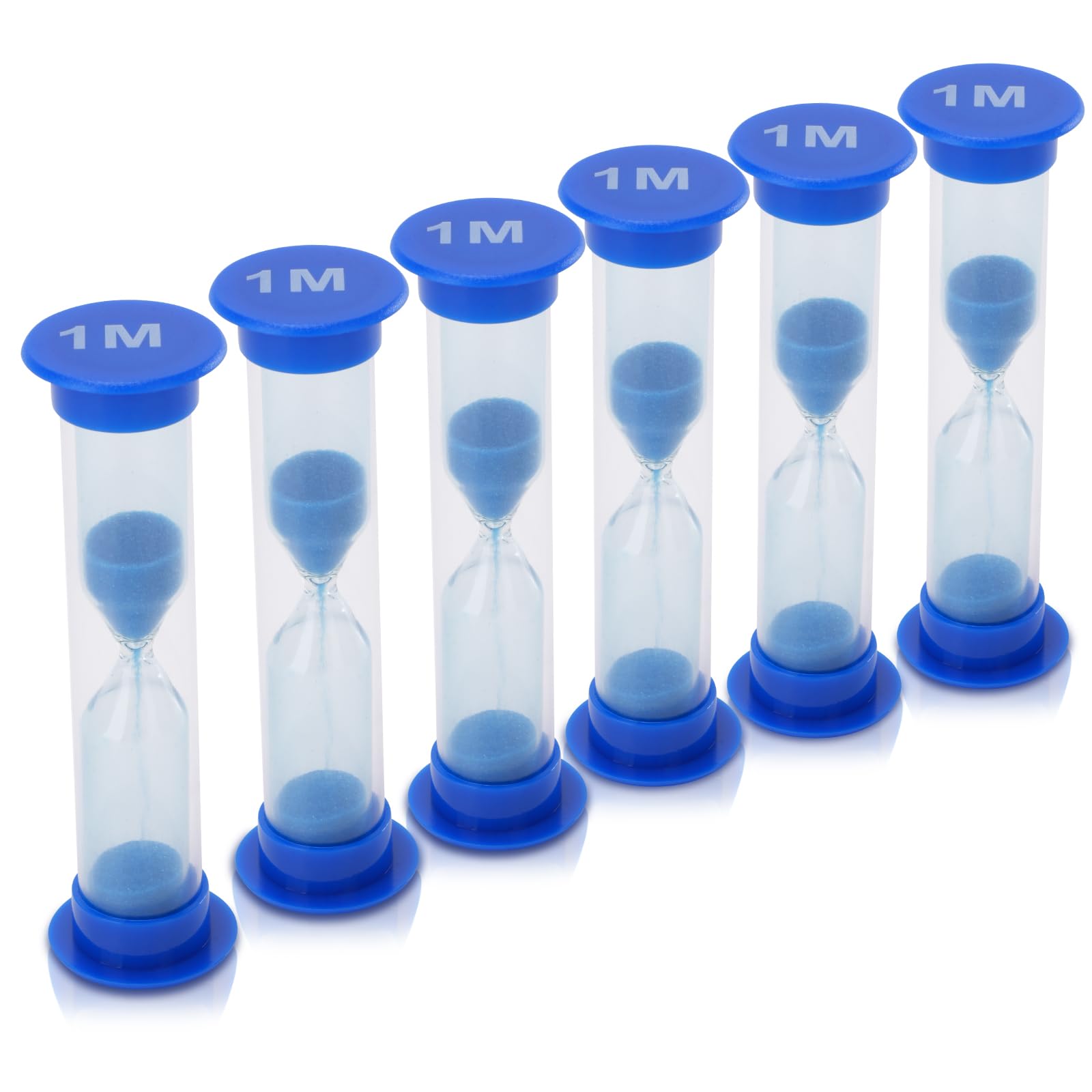 I-MART 6-Pack Blue Plastic 1-Minute Sand Timer Hourglass - Perfect for Board Games, Classroom Activities, Cooking & Time Management