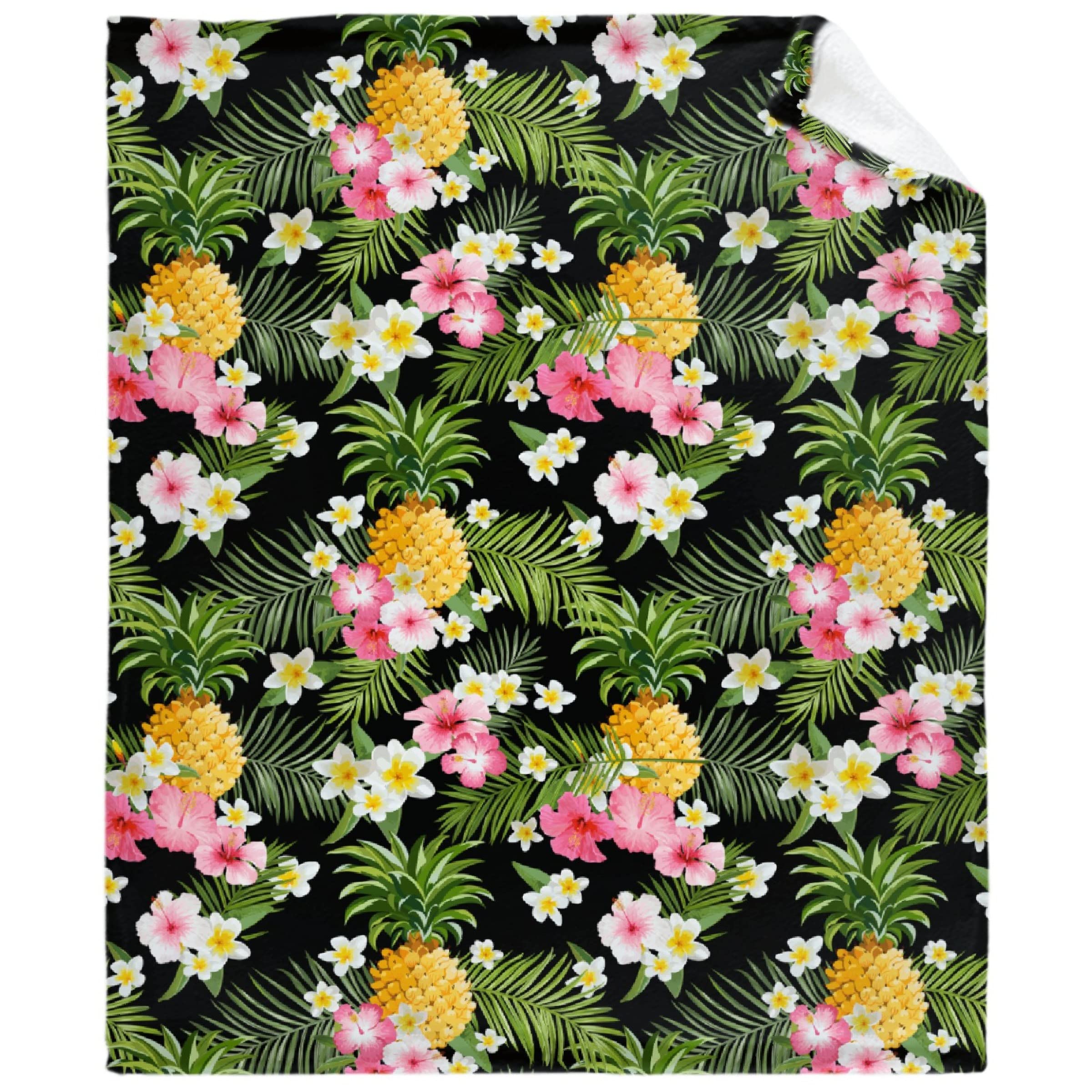 Soft Cozy Pineapple Summer Throw Blanket - Warm Fuzzy Flannel Blanket for Couch, Bed, Car & Sofa - Perfect for Outdoor Camping, Pet Use & Gift - 40