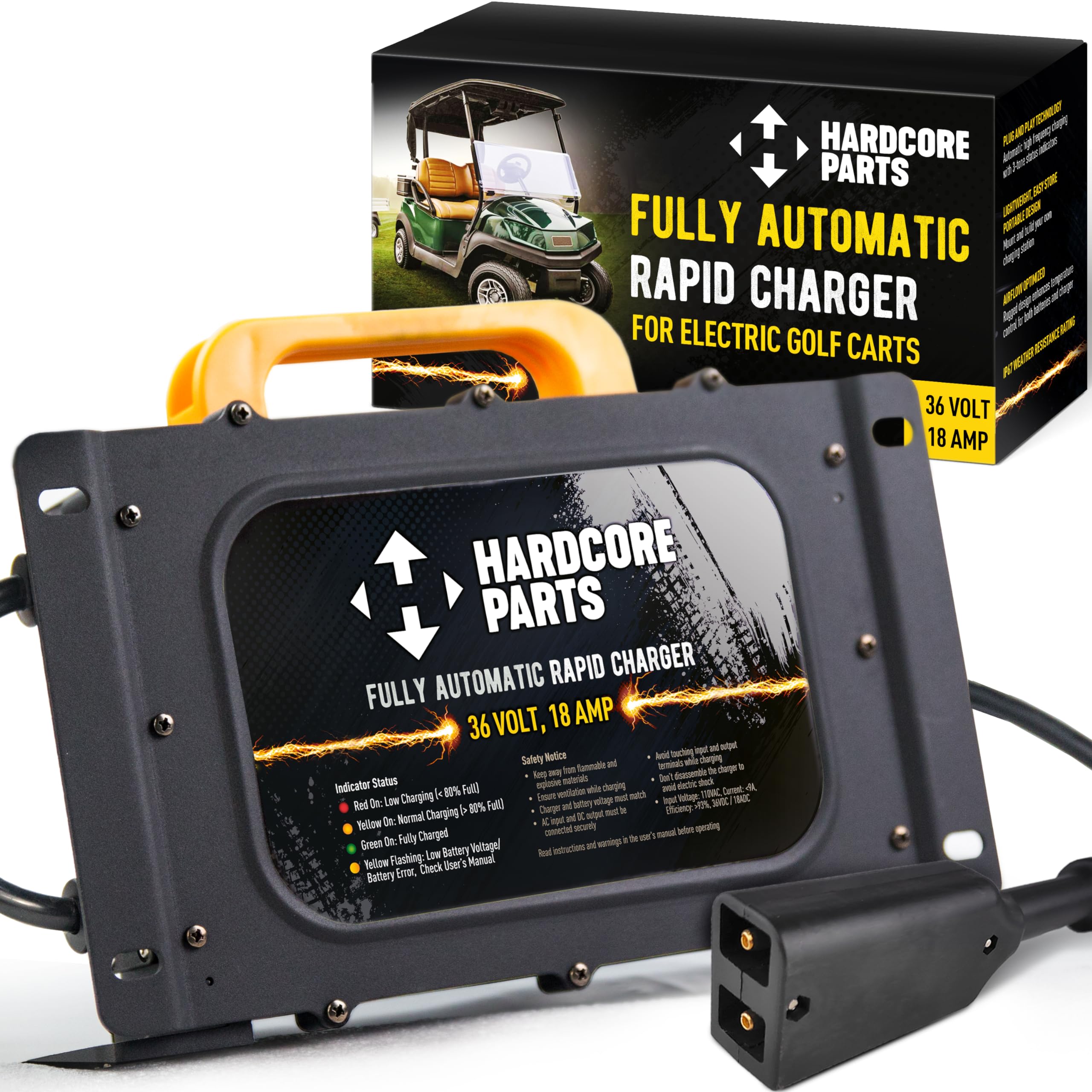 36V Golf Cart Charger for EZGO TXT & Medalist - Fast Charging & Waterproof - Perfect for Home, Golf Course & RV Use