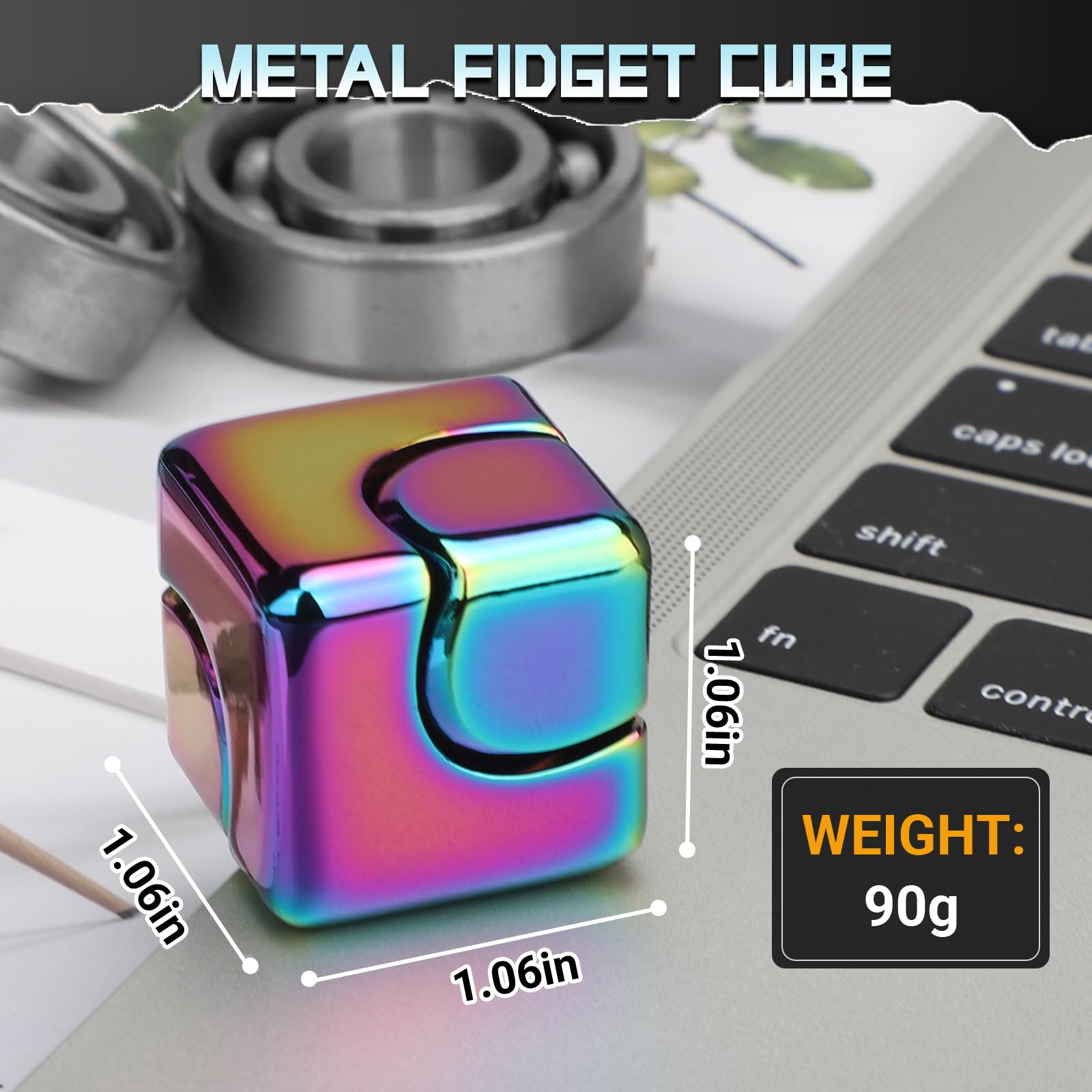 Metal Fidget Spinner Cube - Stress Relief Sensory Toy for Kids, Teens & Adults | Anxiety Relief Desk Gadget | Cool EDC Office Toy | Easter Basket Stuffers Gift for Boys & Girls | Perfect for School, Work & Travel Stress Management