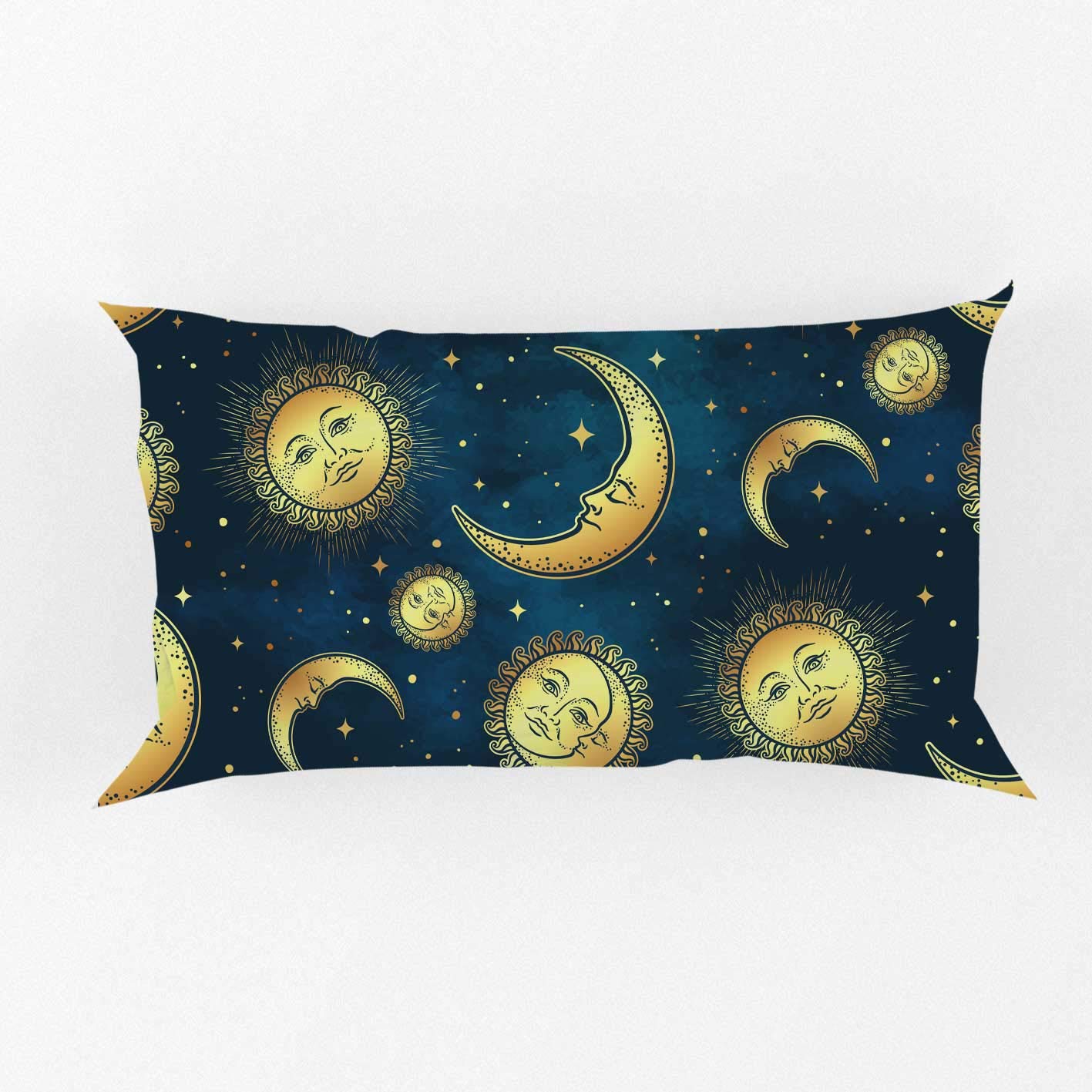 Feelyou 2-Piece Celestial Boho Duvet Cover Set - Twin Size Smiling Sun & Moon Design, Soft Galaxy Print Bedspread with Zipper Closure | Perfect for Kids, Teens & Boho Bedrooms (Golden Hippie Theme)