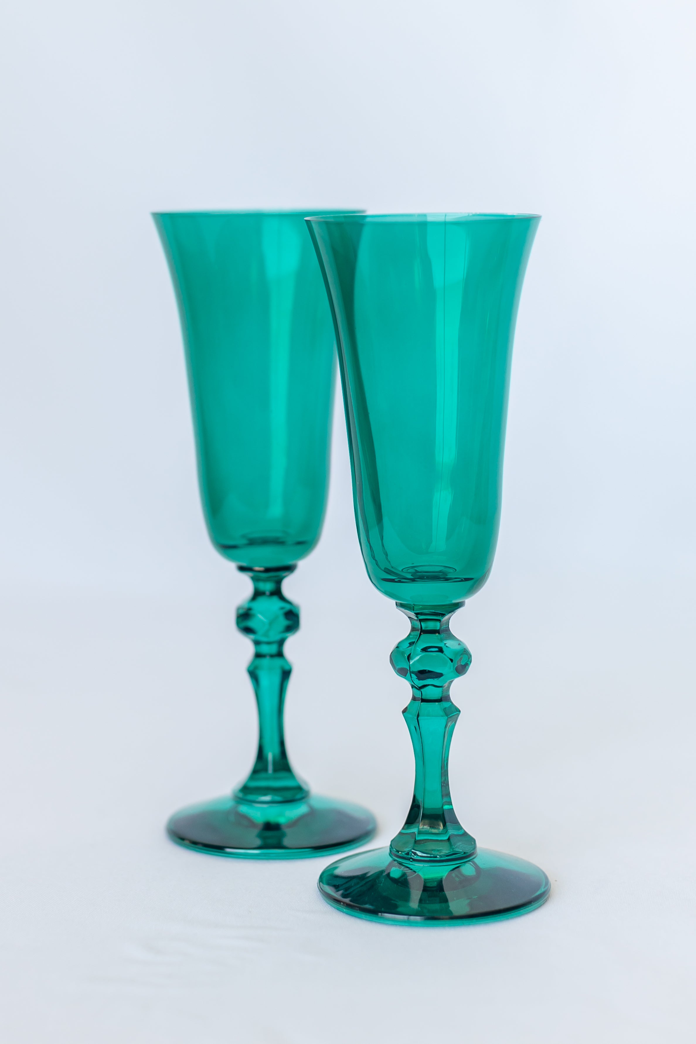 Estelle Colored Regal Flute Set of 2 - Emerald Green Glass Flutes for Champagne, Wine & Cocktails | Elegant Drinkware for Weddings, Parties & Special Occasions