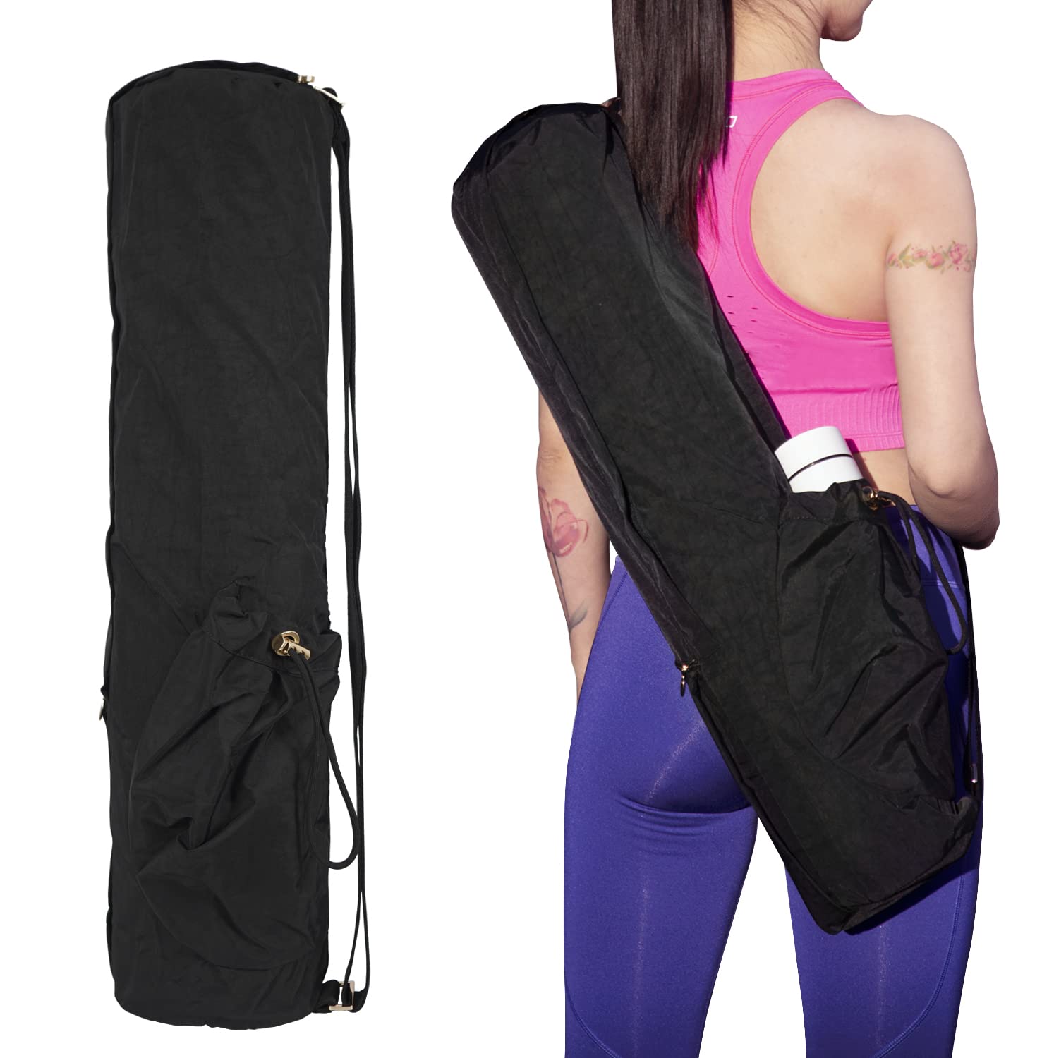 Premium Waterproof Yoga Mat Bag with Adjustable Strap & Multi Pockets - Fits 1/4