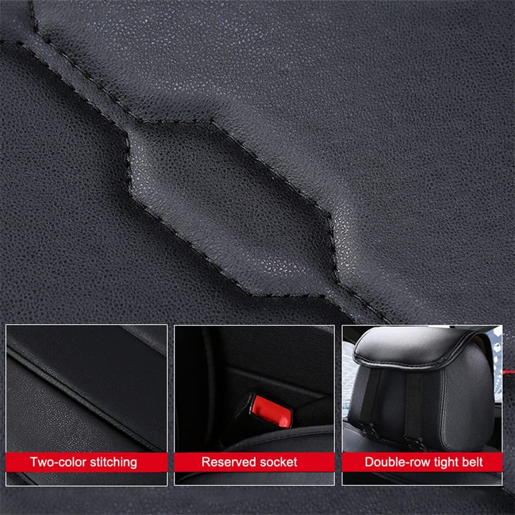 Premium PU Leather Front Seat Covers with Headrest & Backrest Cushions for Ford Crown Victoria - Breathable, Comfortable Black Car Seat Protectors for Daily Commute & Road Trips