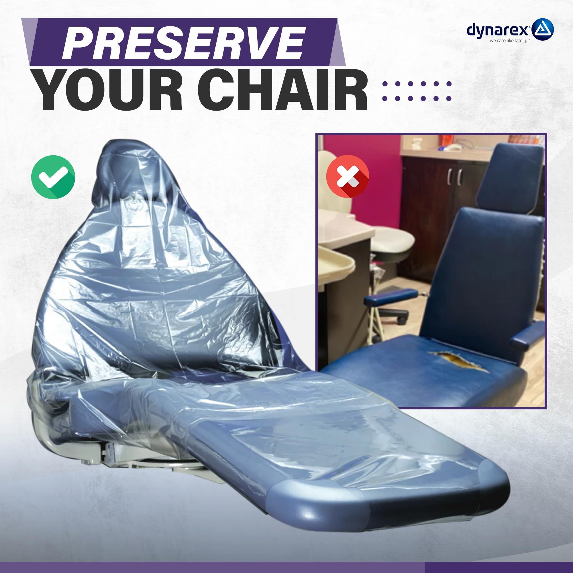 Dynarex Disposable Plastic Chair Covers for Dental & Tattoo Chairs - 29
