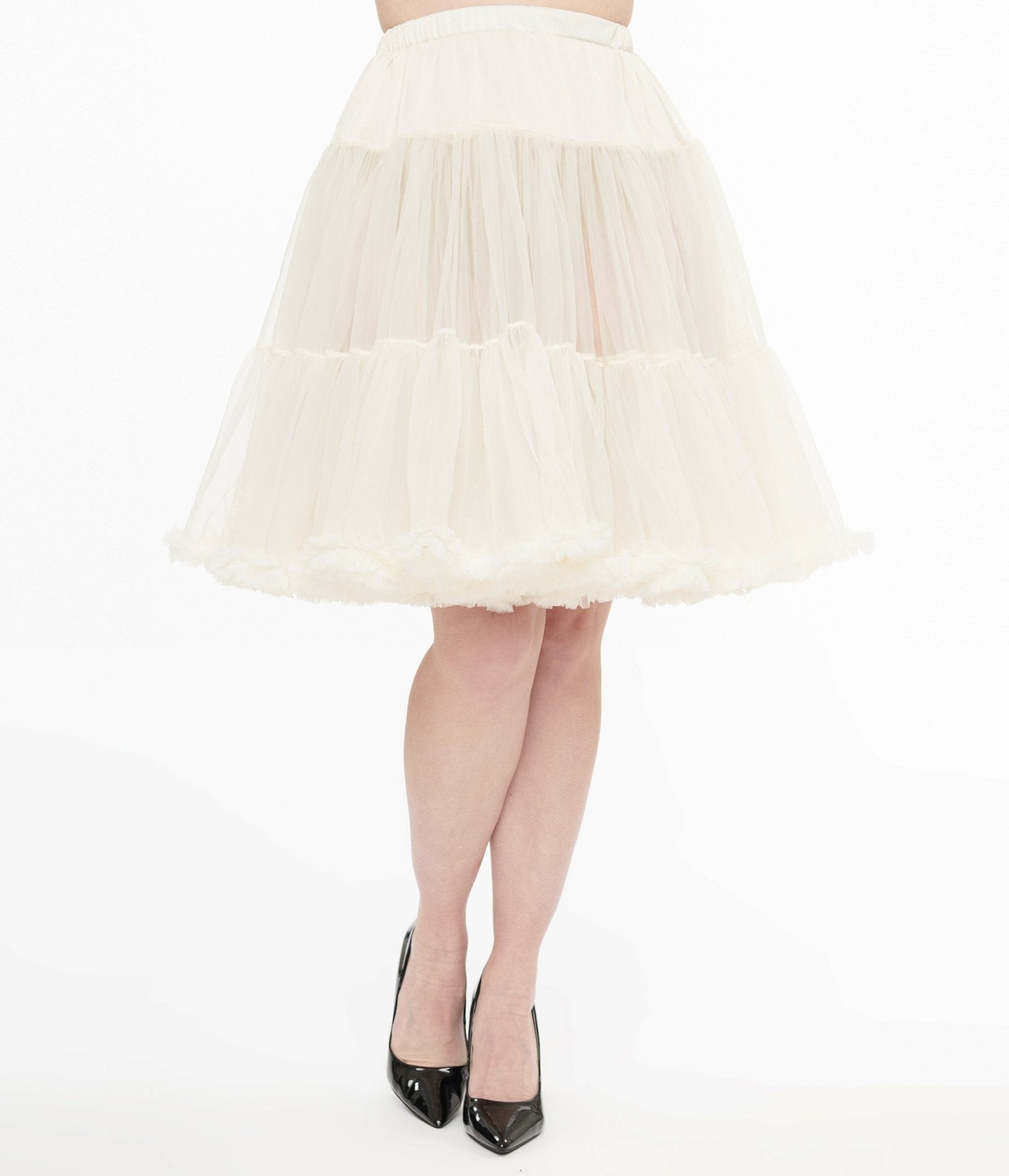 Vintage 1950s Ivory Retro Ruffled Petticoat Crinoline - Classic 50s Style Full Slip Underskirt for Pinup, Rockabilly, Swing Dance & Wedding Attire