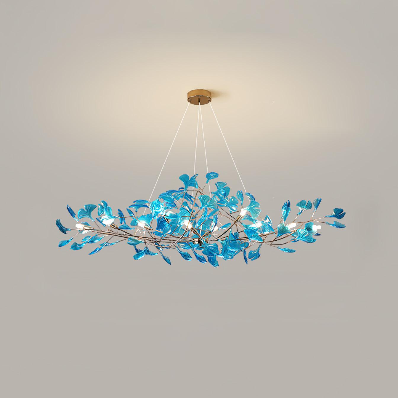 Elegant Acrylic Ginkgo Leaf Chandelier - Modern Gold Leaf Ceiling Light Fixture for Dining Room, Bedroom & Living Room Decor