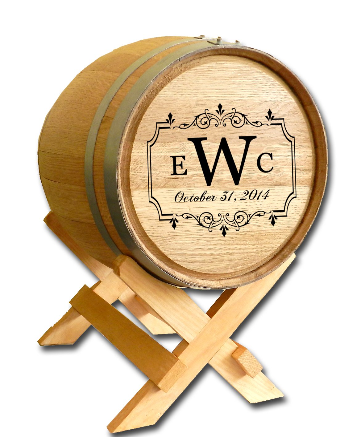 Personalized 5 Gallon Oak Wedding Barrel Gift Card Box Holder - Engraved Wedding Reception Table Decor, Alternative Guest Book for Wedding Ceremony - Perfect for Rustic Weddings, Anniversary Gifts & Special Events (B505)