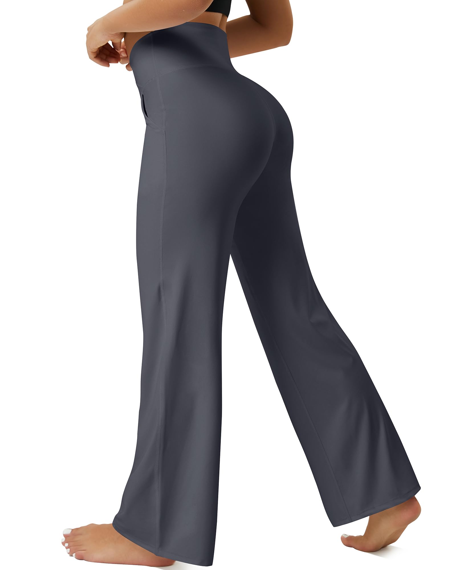 Women's Crossover Wide Leg Yoga Pants with Pockets - High Waist Loose Straight Leg Casual Lounge Pants for Yoga, Workout & Everyday Wear | Trendy Comfortable Athletic Pants for Women