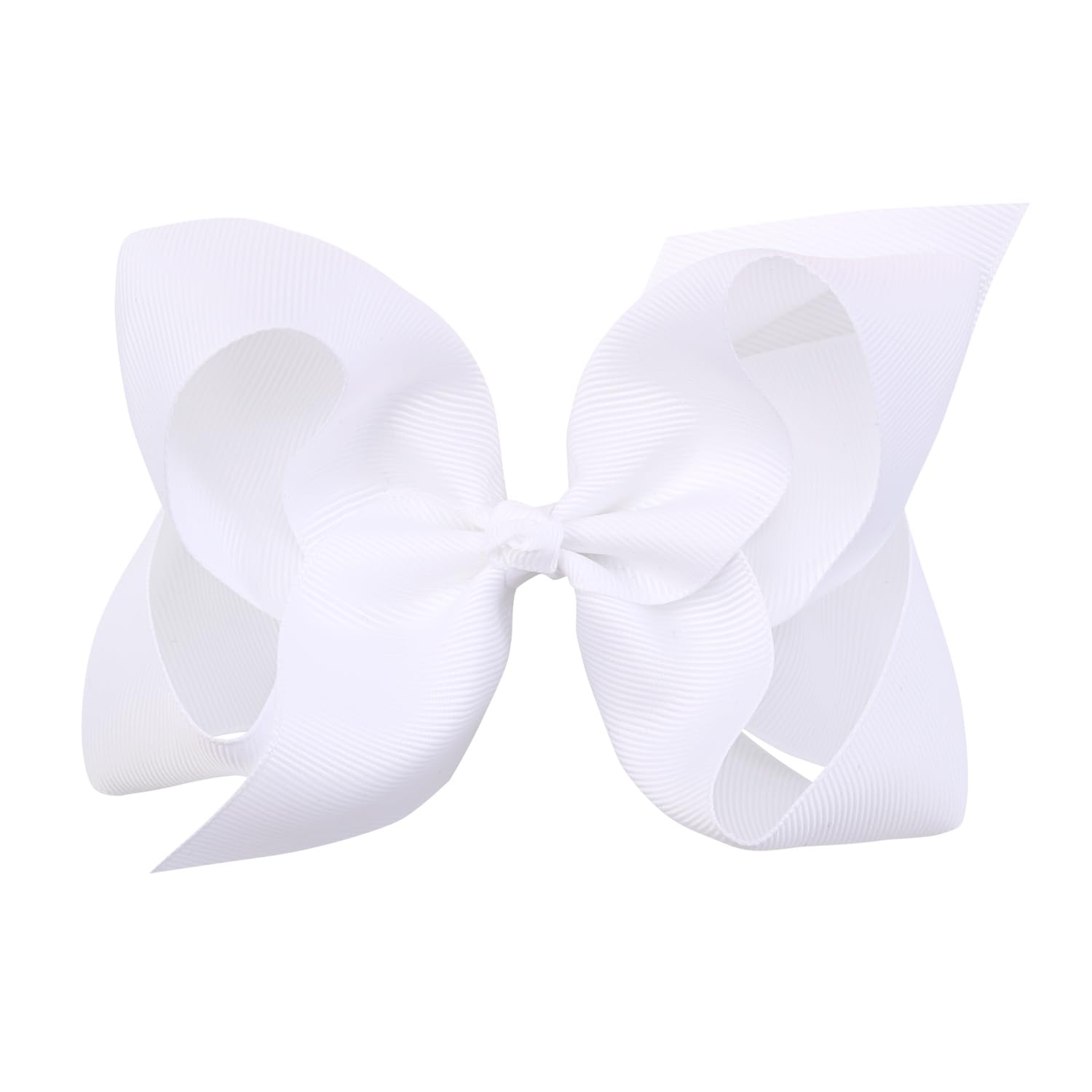Oaoleer 12-Pack Large Hair Bows for Girls - 6 Inch White Grosgrain Ribbon Boutique Hair Clips with Alligator Clips - Perfect Hair Accessories for Toddlers, Little Girls & Kids (Great for Parties, School, Photos & Special Occasions)