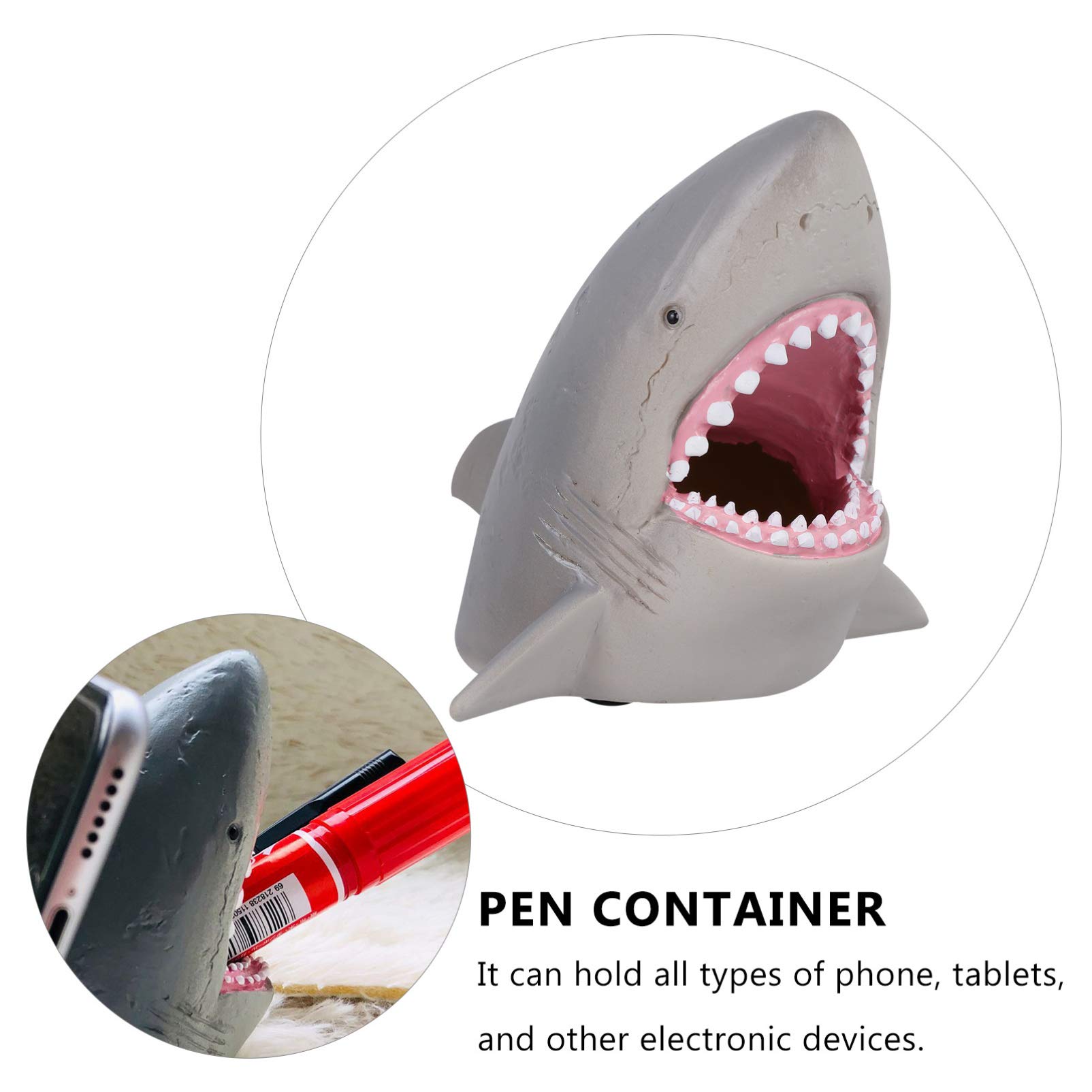 1 Pc Shark Bracket Cell Phone Dock - Universal Mobile Phone Stand & Tablet Holder with Pen Storage - Resin Desktop Organizer for Office, Home, and Car Use
