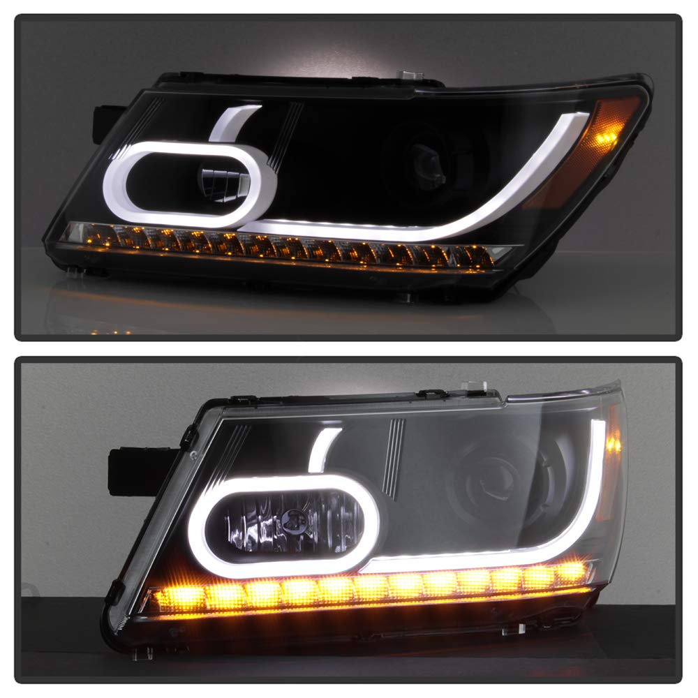 High-Performance LED Light Tube DRL Headlights for Dodge Journey 2009-2014 - Black/Clear Lens - Upgrade Your Ride with Bright Daytime Running Lights for Enhanced Safety & Style
