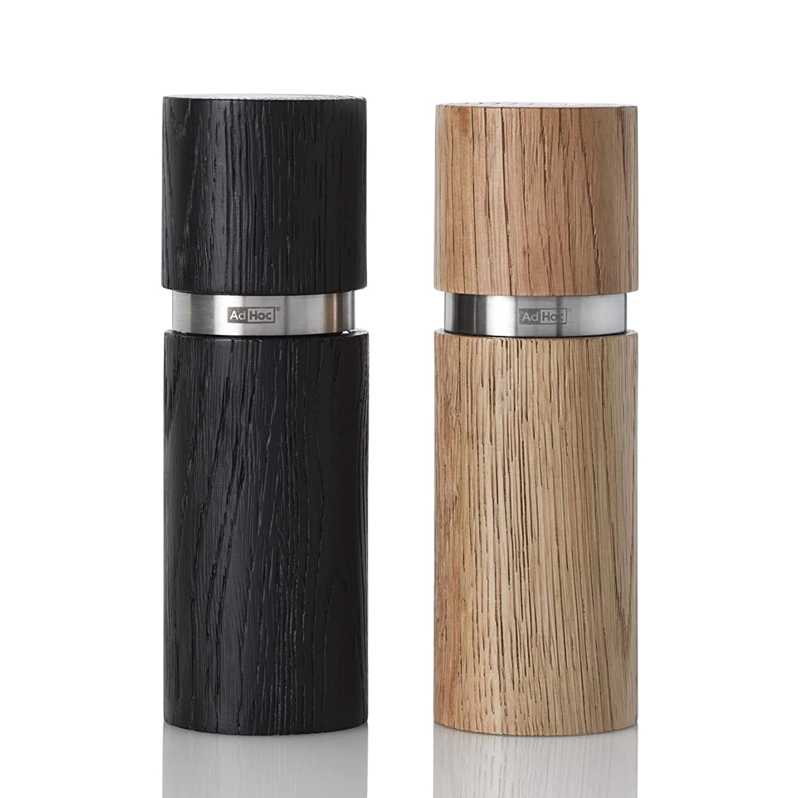 Premium AdHoc Textura Pepper and Salt Mill Set - Ceramic Grinding Mechanism Adjustable Spice Grinder for Cooking - Perfect for Kitchen, Dining Table & Gourmet Seasoning