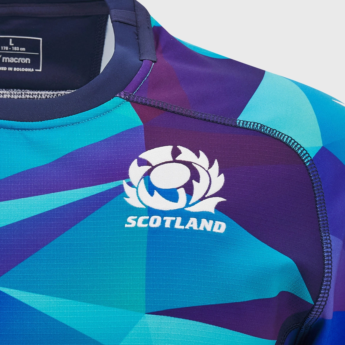 2024/25 Macron Scotland Men's Rugby Training Jersey - Blue | Breathable Performance Jersey for Rugby Practice & Fan Support